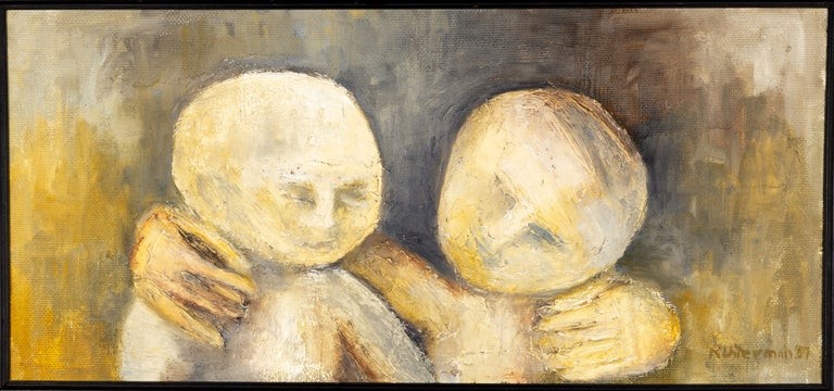 Ruth Unterman "friends" Signed 1957 Oil Painting Art