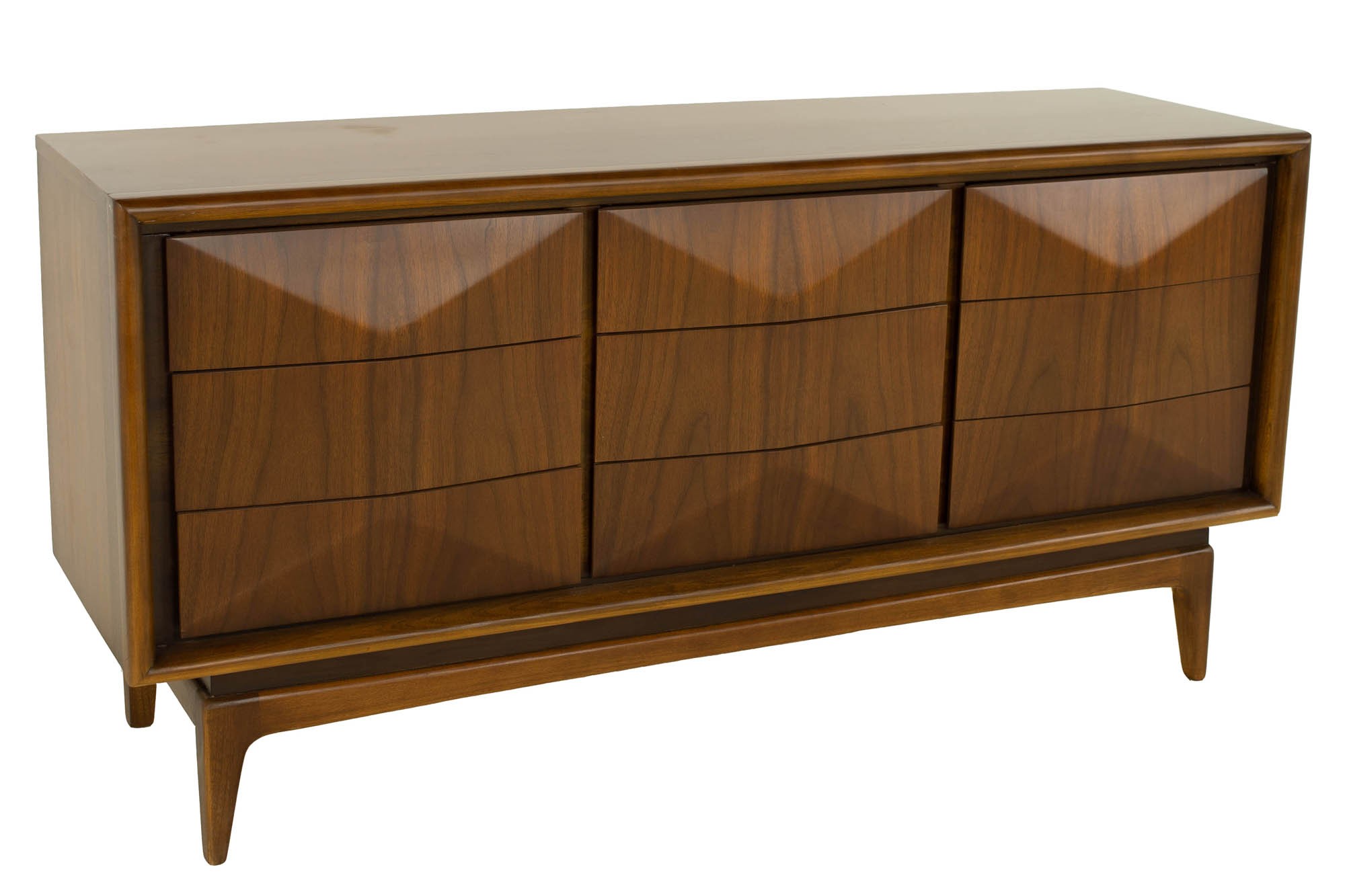 United Furniture Mid Century Diamond Long Lowboy Dresser