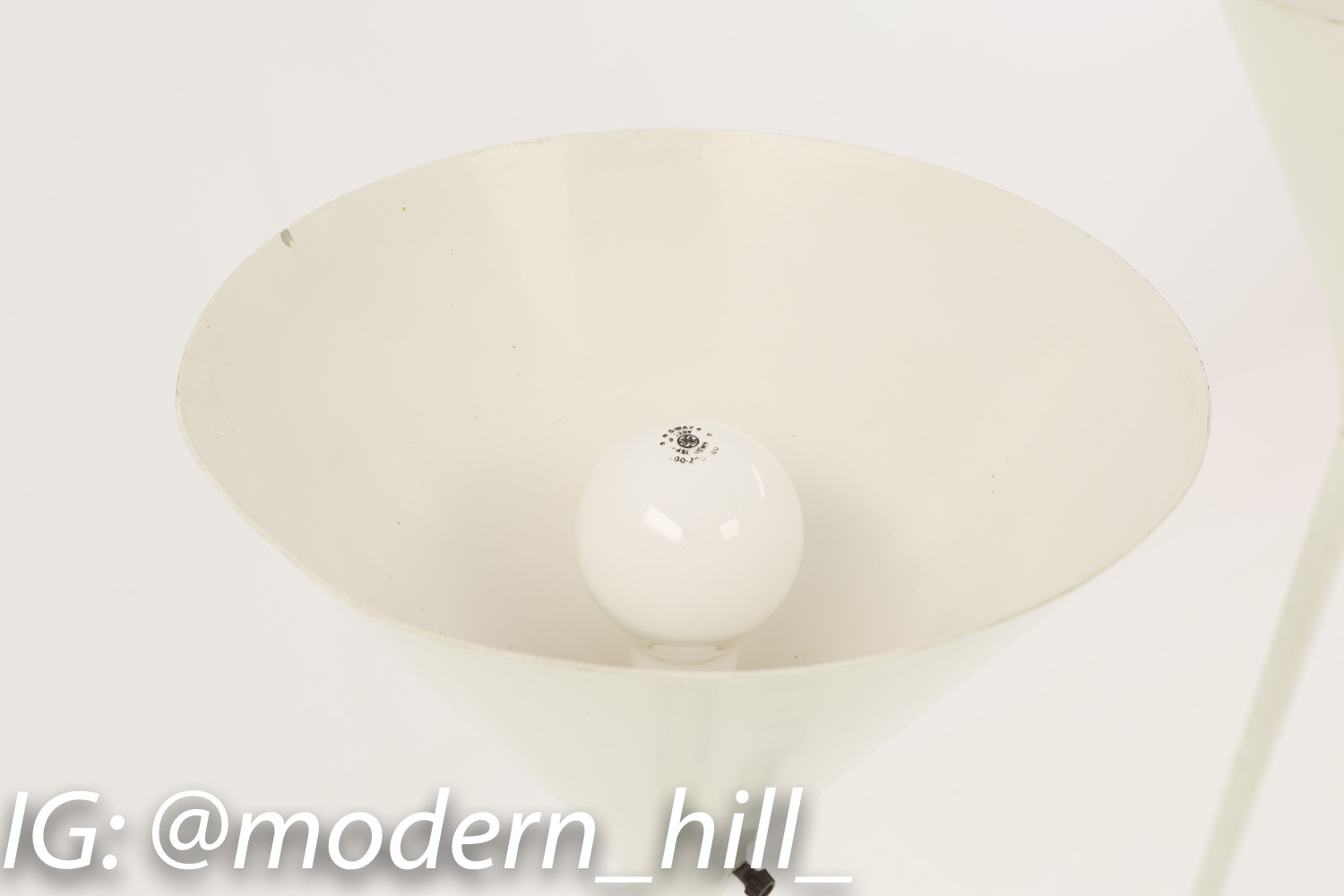 Walter Von Nessen White Torchiere Mid Century Conical Floor Lamps