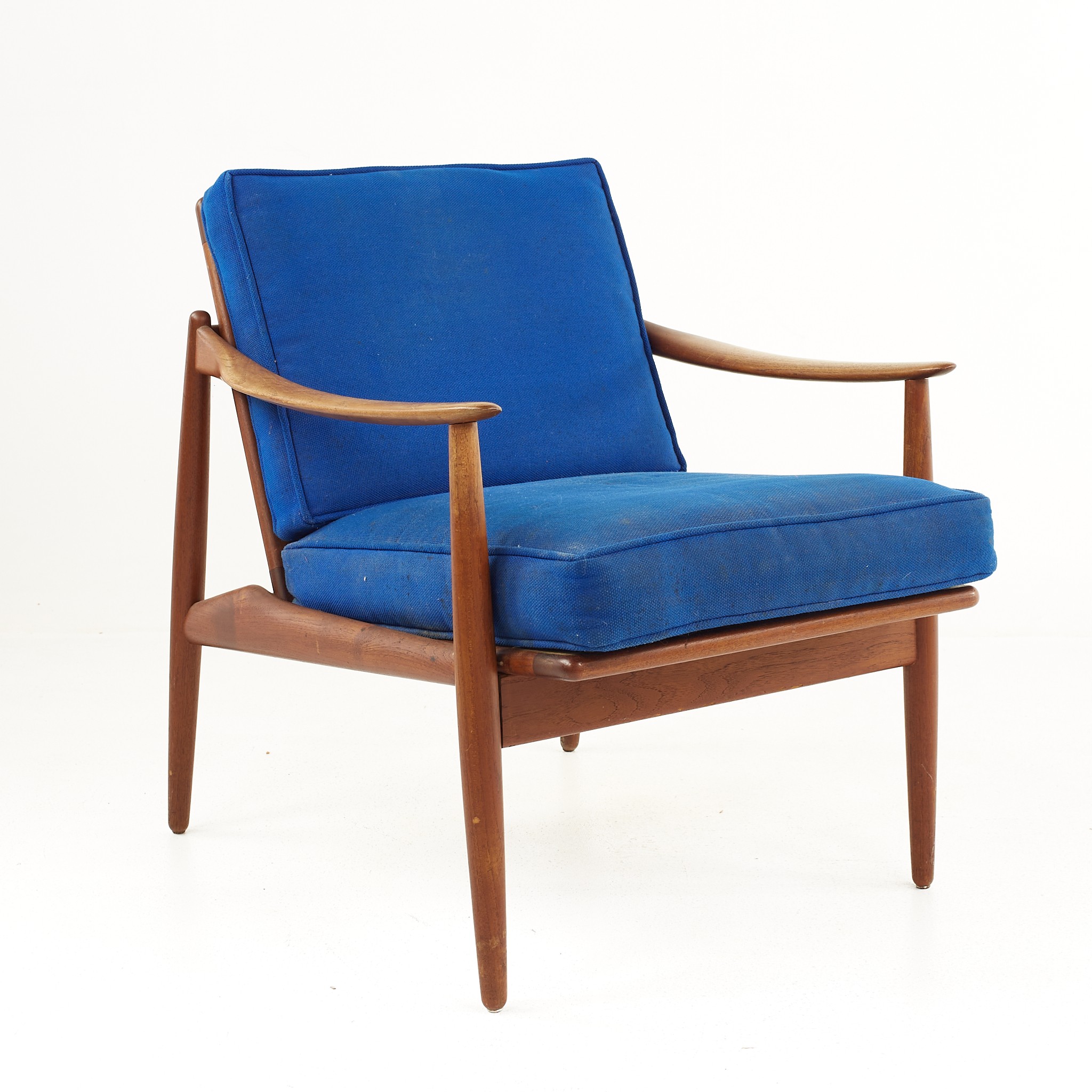 Mid Century Danish Teak and Cane Lounge Chair