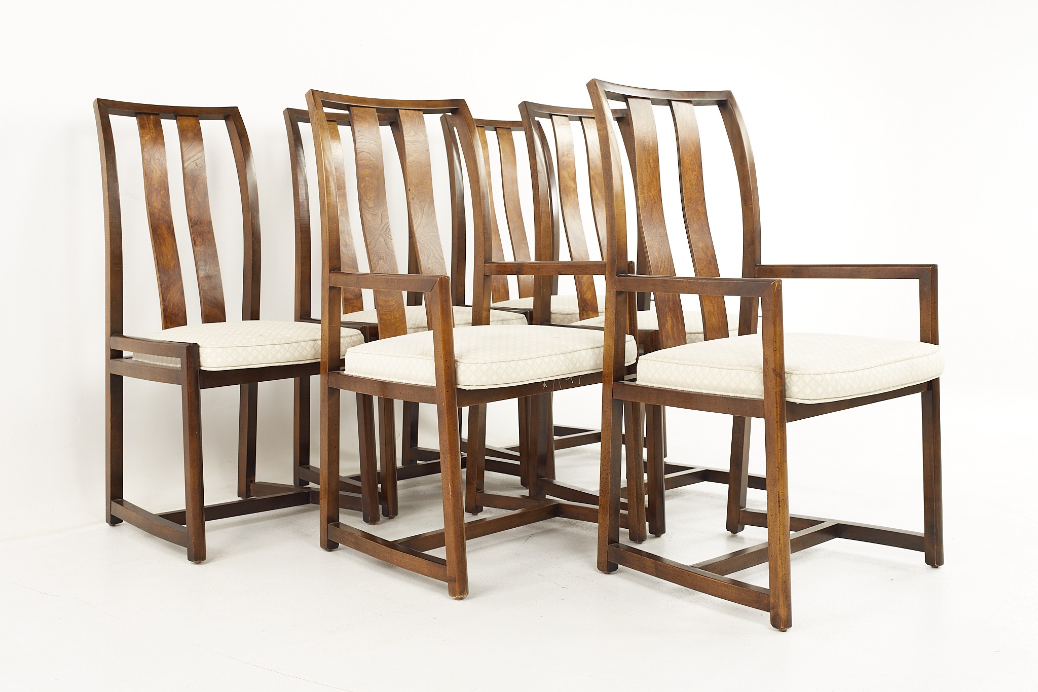 Century Furniture Mid Century Burlwood Dining Chairs - Set of 6