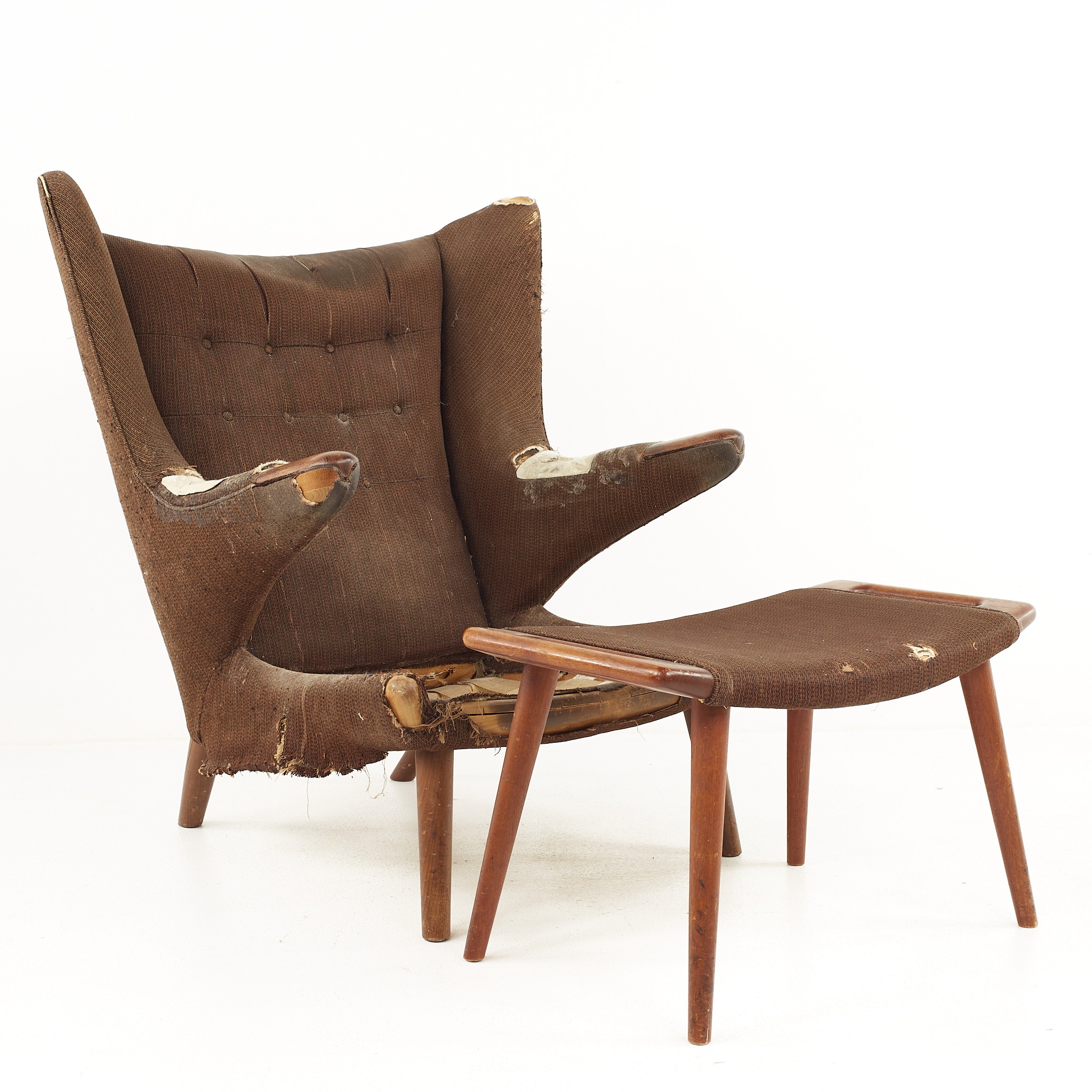 Hans Wegner Mid Century Papa Bear Chair and Ottoman