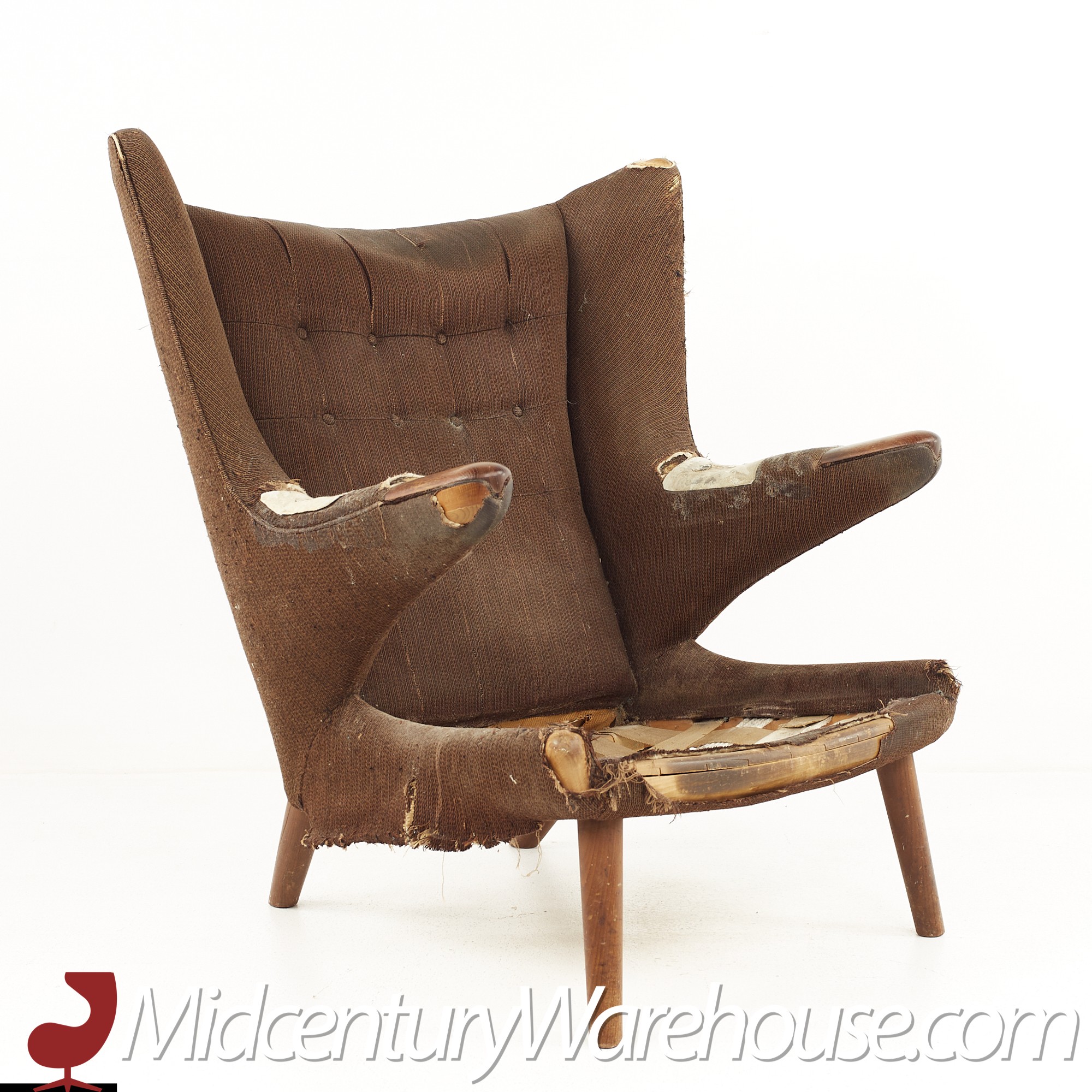 Hans Wegner Mid Century Papa Bear Chair and Ottoman Mid Century