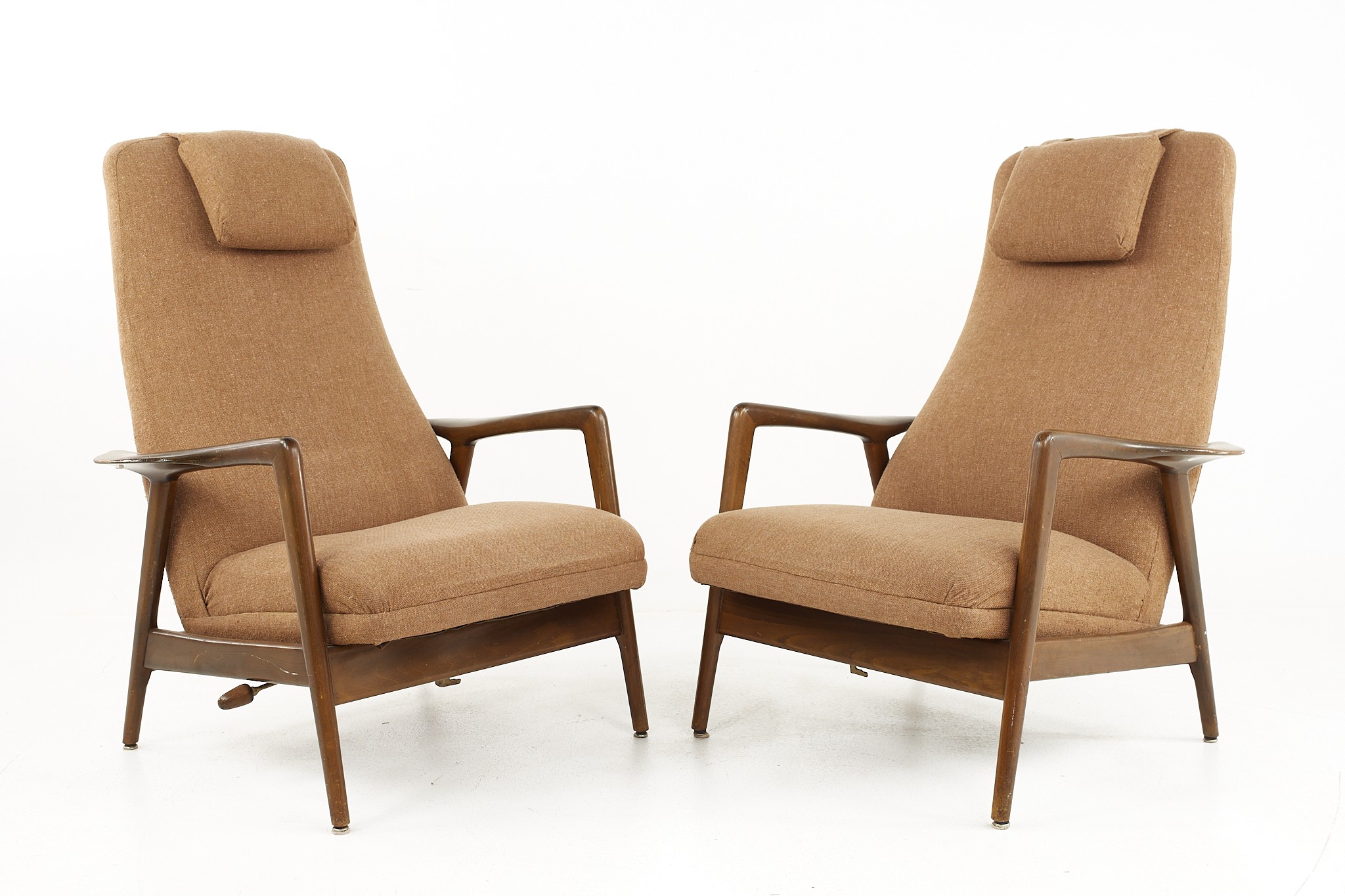 Dux Mid Century Reclining Lounge Chairs - a Pair