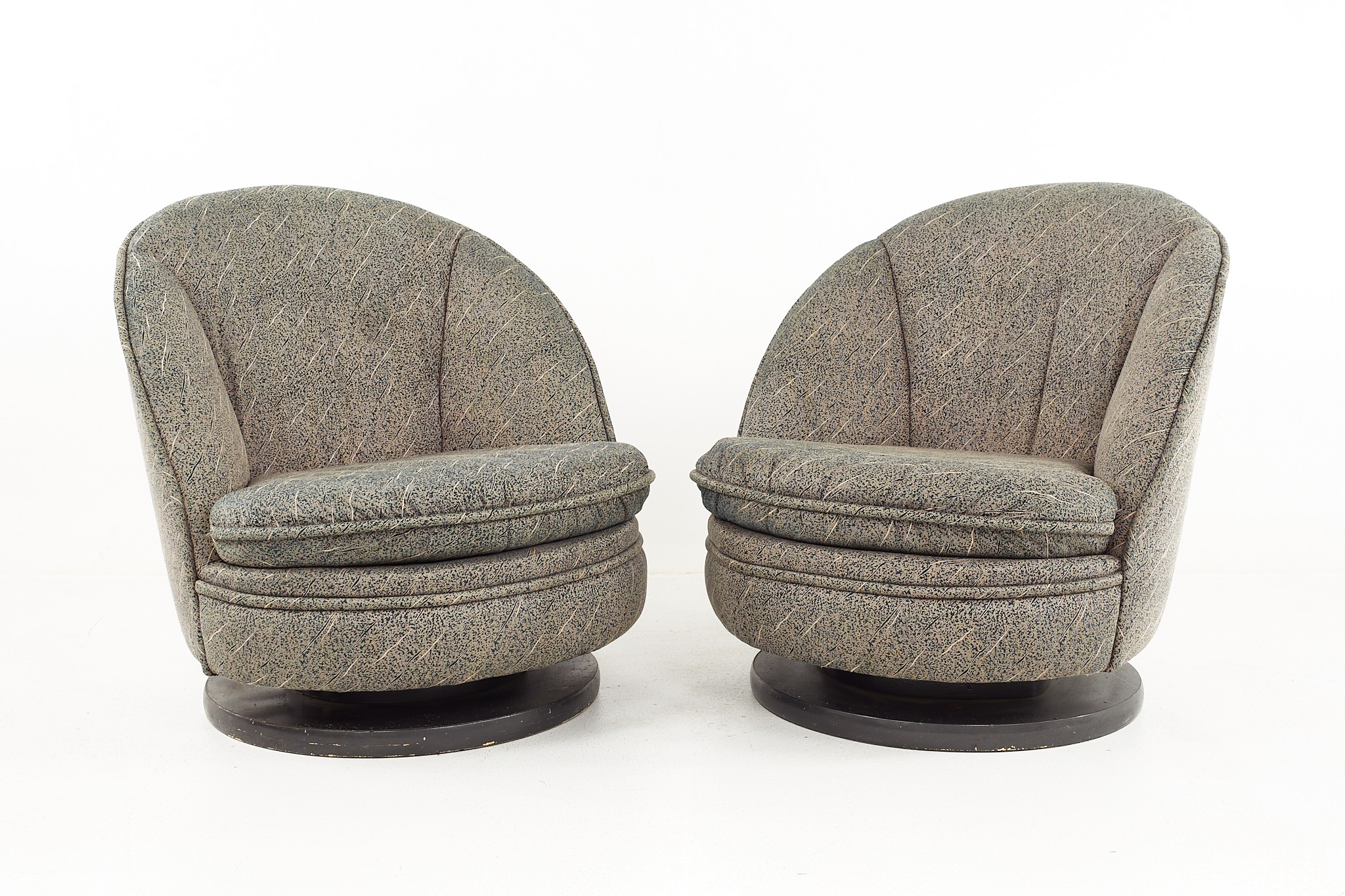 Milo Baughman Mid Century Swivel Rocking Lounge Chairs - a Pair