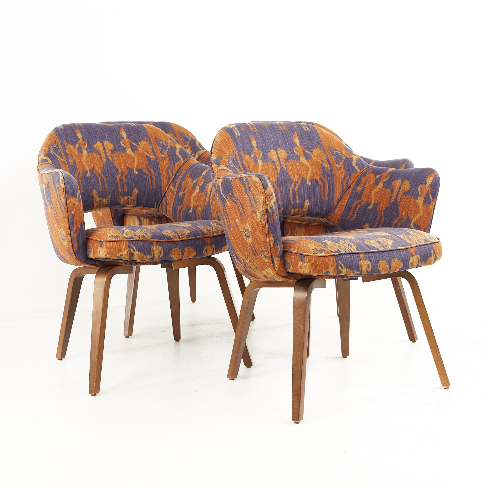Eero Saarinen for Knoll Mid Century Wood Leg Dining Chairs - Set of 4