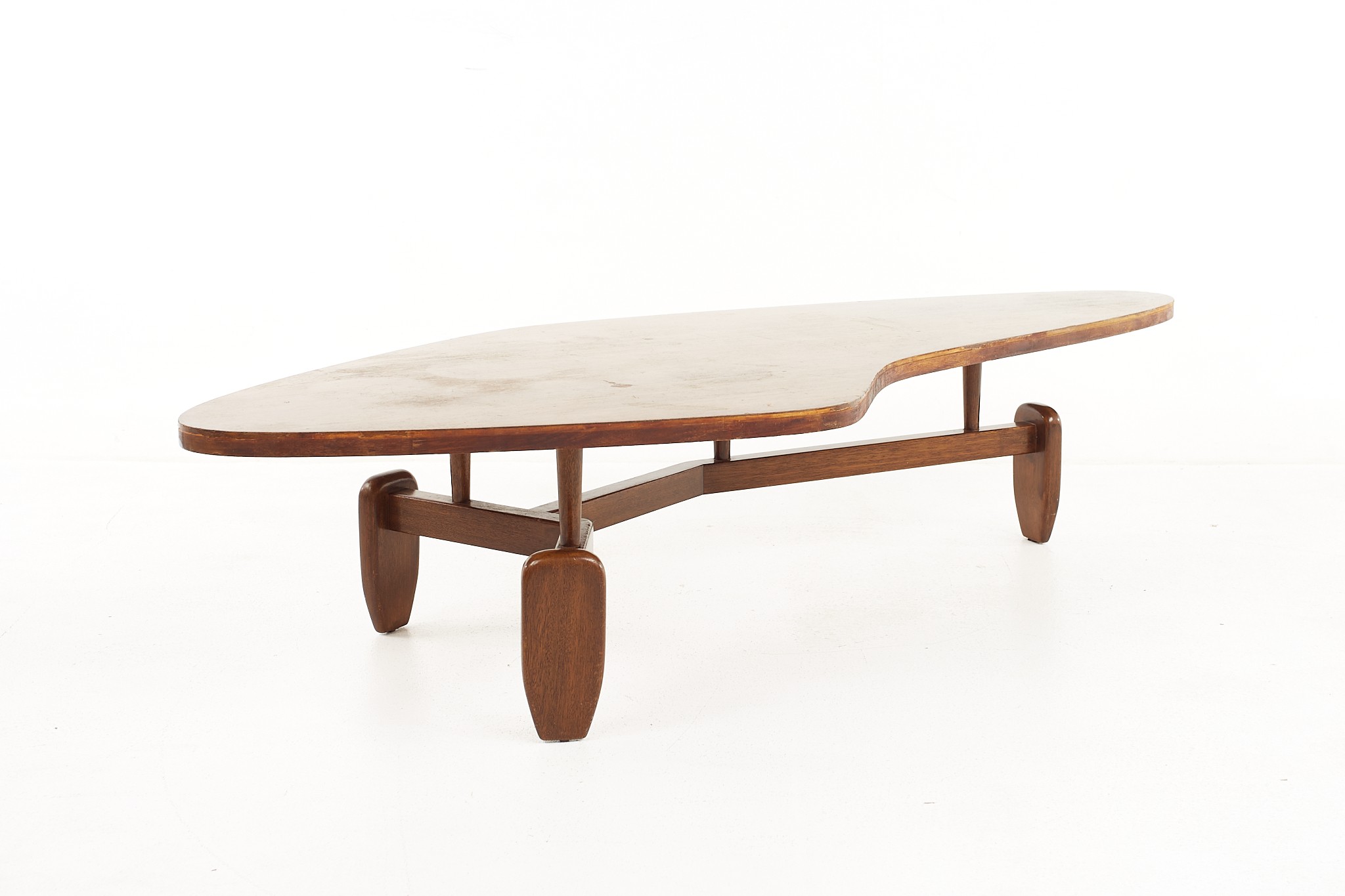 John Keal for Brown Saltman Mid Century Bleached Mahogany Outrigger Coffee Table