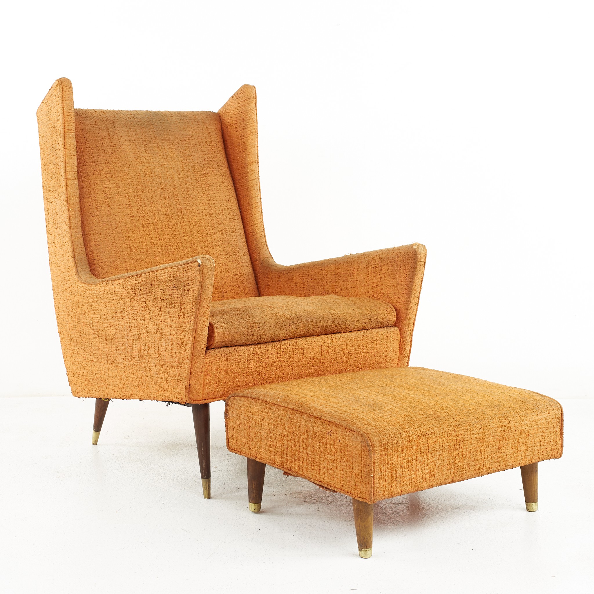 Paul Mccobb Style for Selig Mid Century Lounge Chair and Ottoman