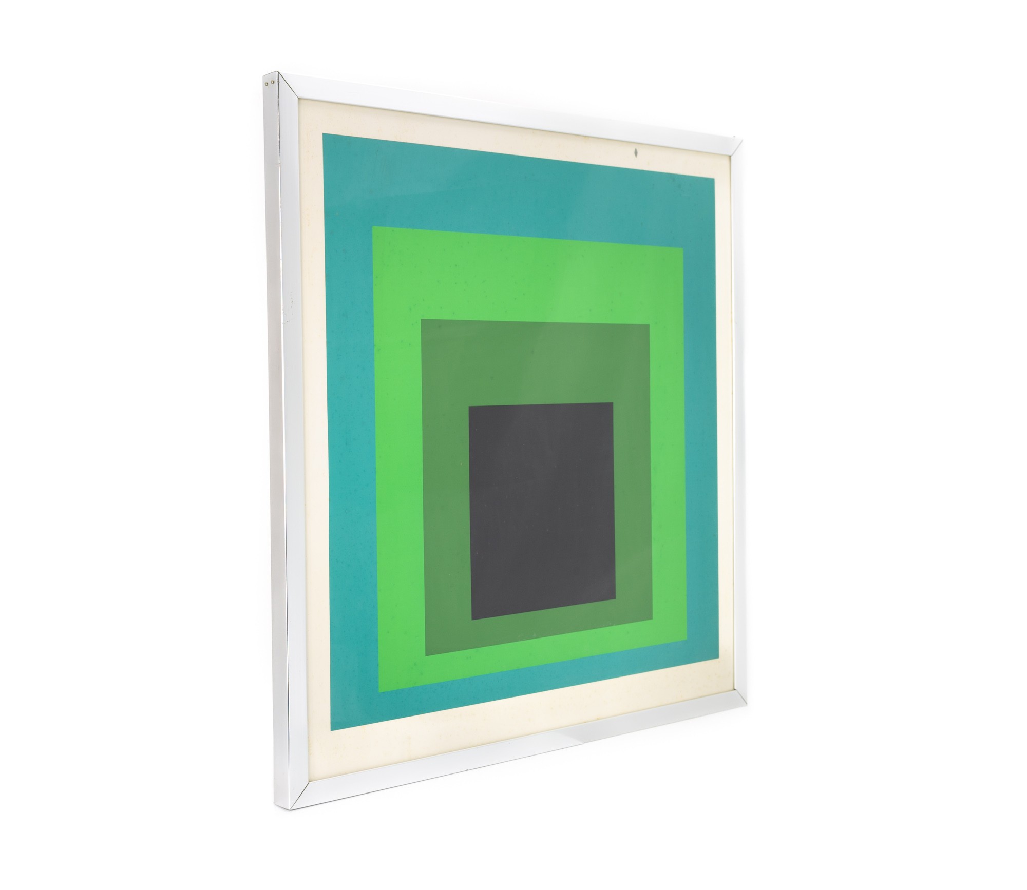 Framed Josef Albers 'homage to the Square' Mid Century Blue/green Print