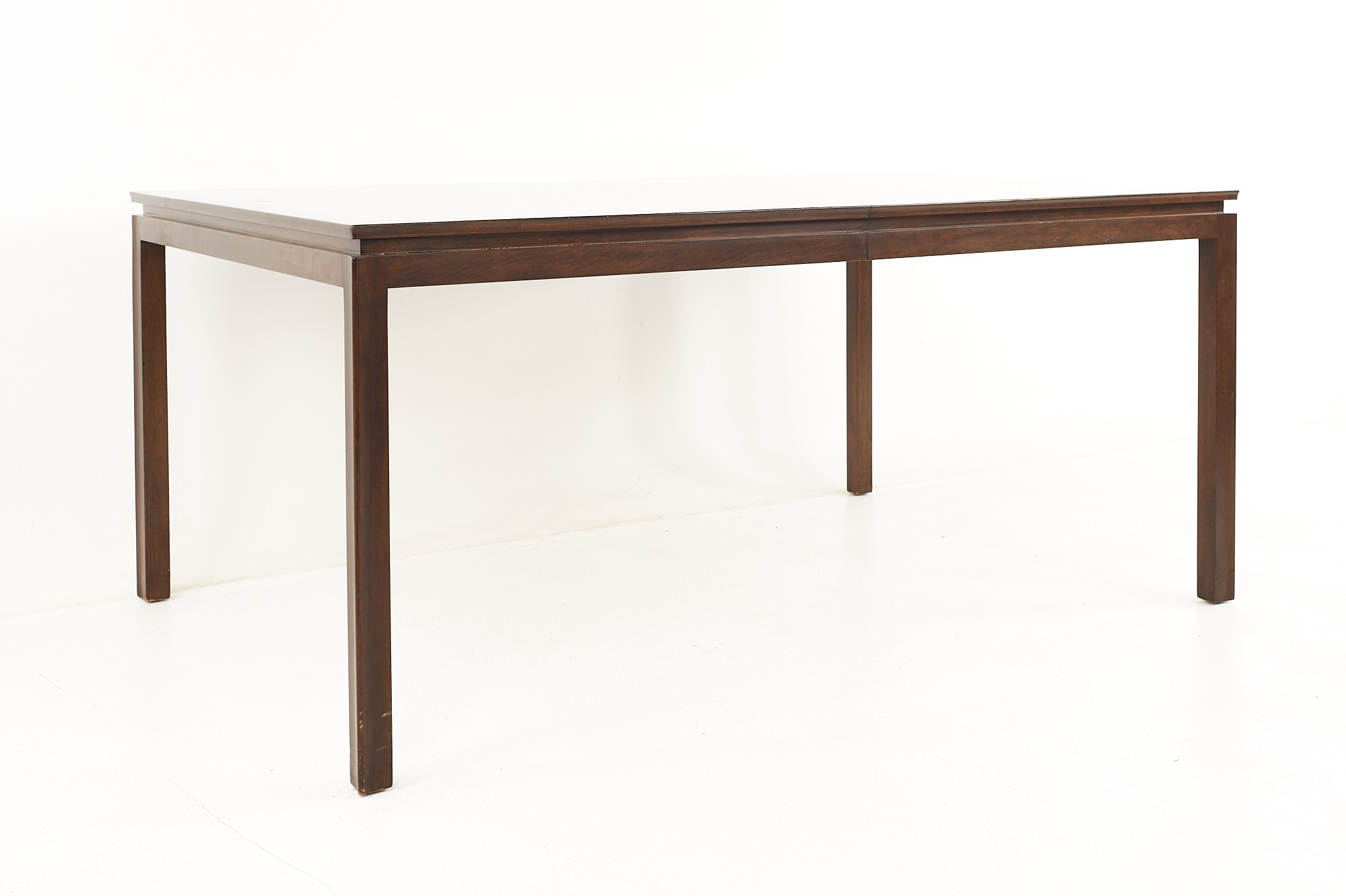 Edward Wormley for Dunbar Mid Century Mahogany and Walnut Two Tone Expanding Dining Table with 3 Leaves