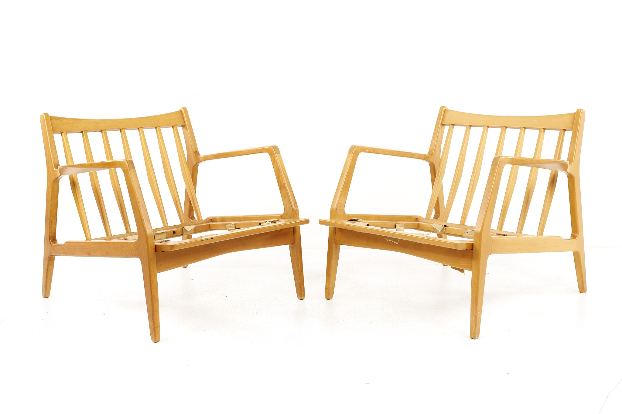 Lawrence Peabody Mid Century Walnut Lounge Chairs - a Pair