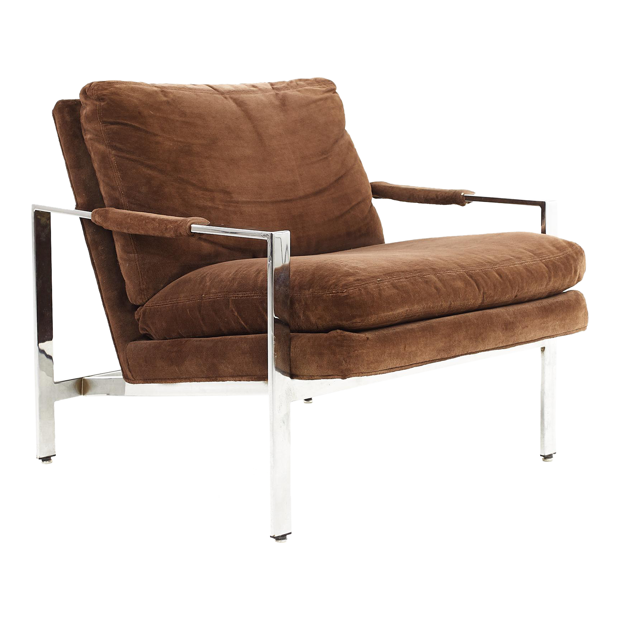 Milo Baughman for Thayer Coggin Mid Century Flat Bar Chrome Lounge