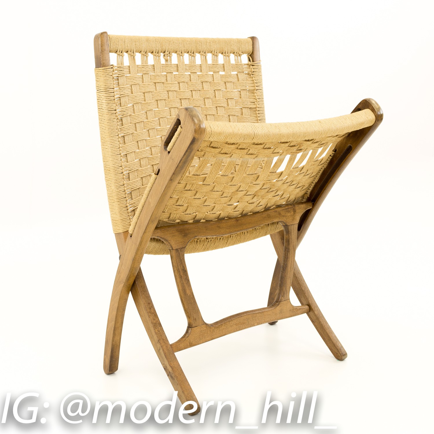 Hans Wegner Style Folding Roped Mid Century Lounge Chairs