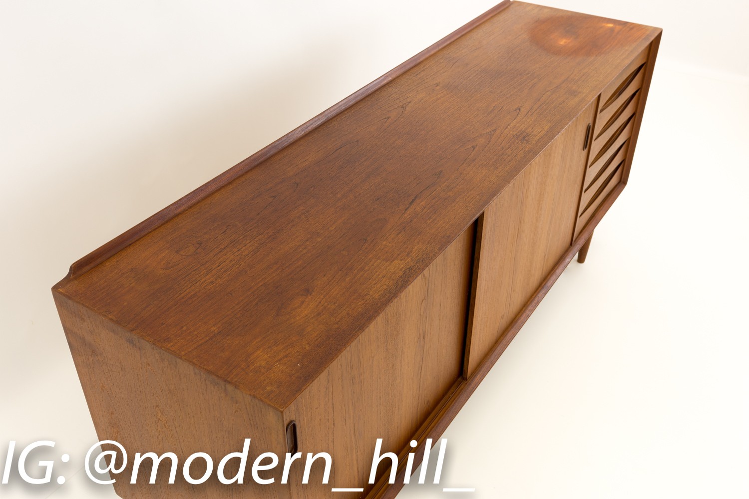 Arne Vodder for Sibast Furniture Mid Century Modern Danish 2 Sliding Door Teak Sideboard Credenza