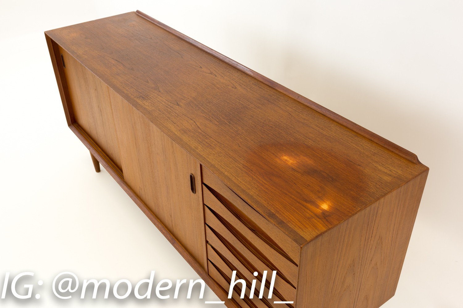 Arne Vodder for Sibast Furniture Mid Century Modern Danish 2 Sliding Door Teak Sideboard Credenza