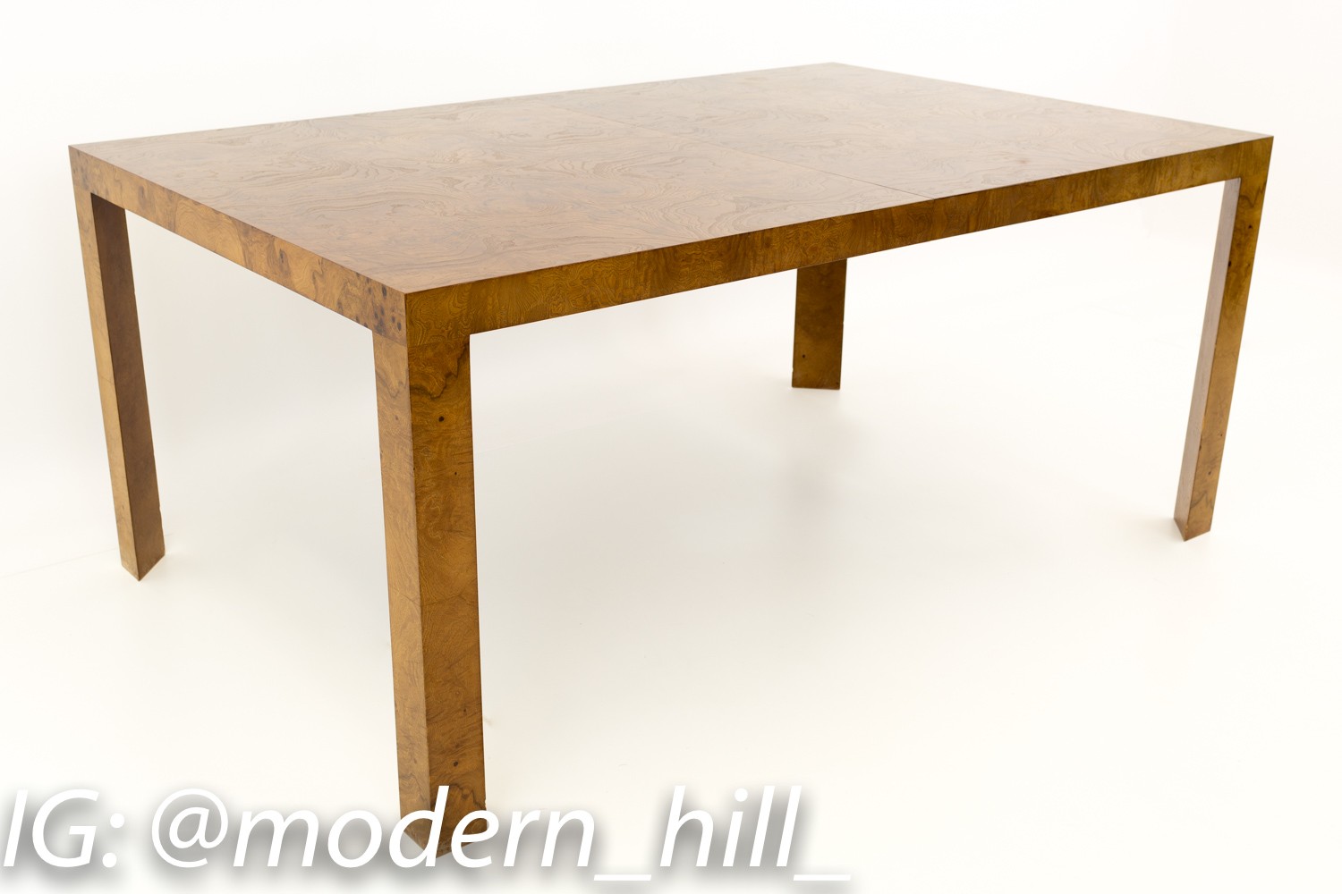 Edward Wormley for Dunbar Triangular Leg Burlwood Mid Century Modern Dining Table