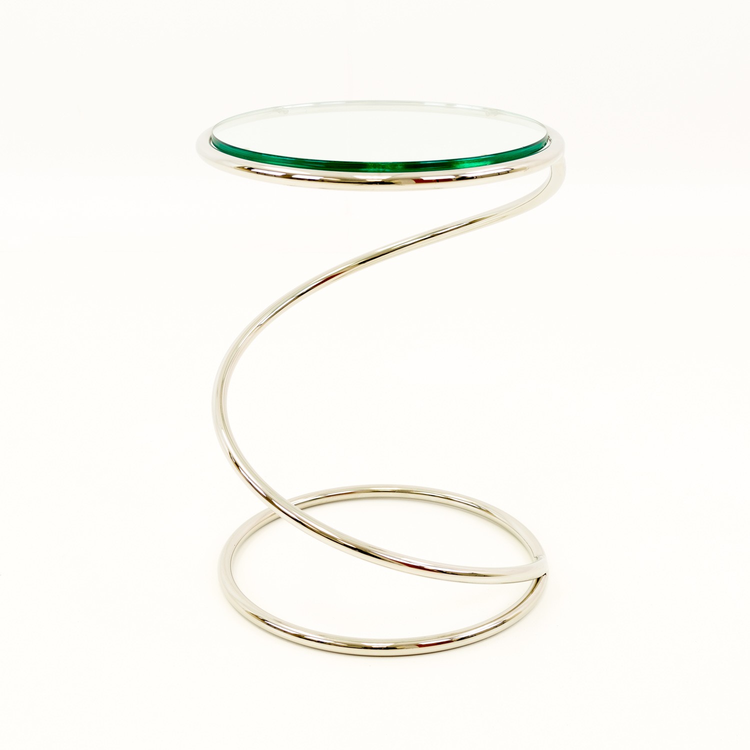 Leon Rosen for Pace Spiral Chrome and Glass Mid Century Side End Table