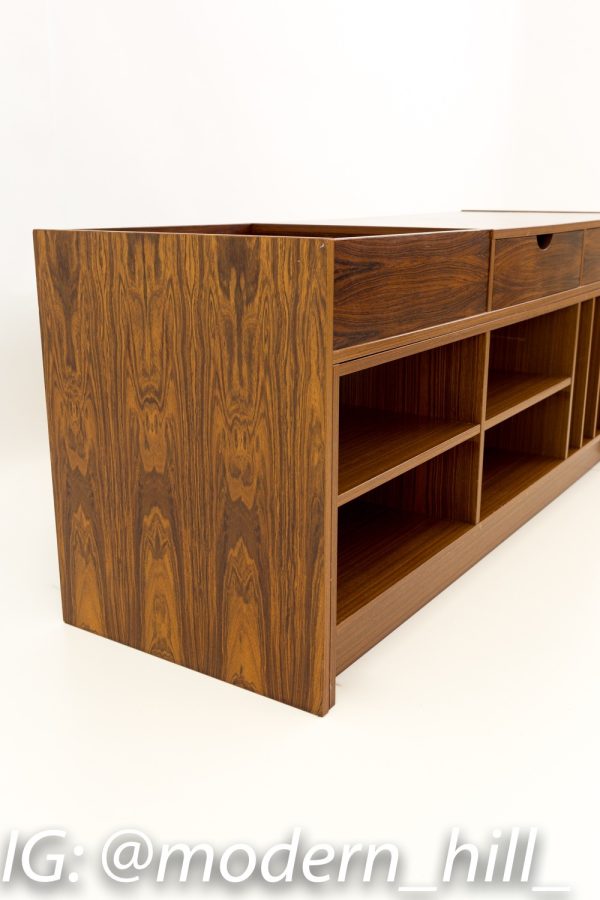 Expanding Danish Rosewood Mid Century Media Console Record Storage