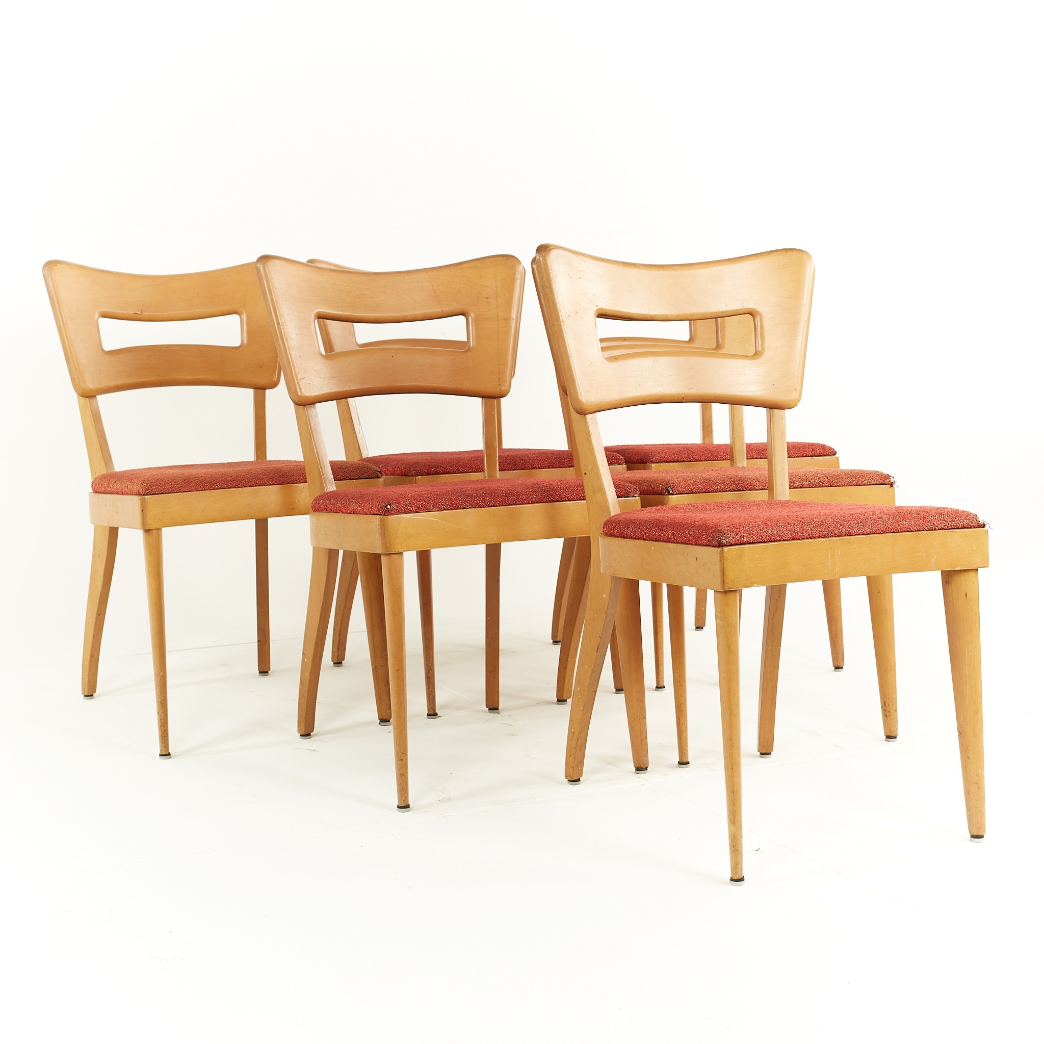 Heywood Wakefield Mid Century Wheat Dog Bone Chairs - Set of 6