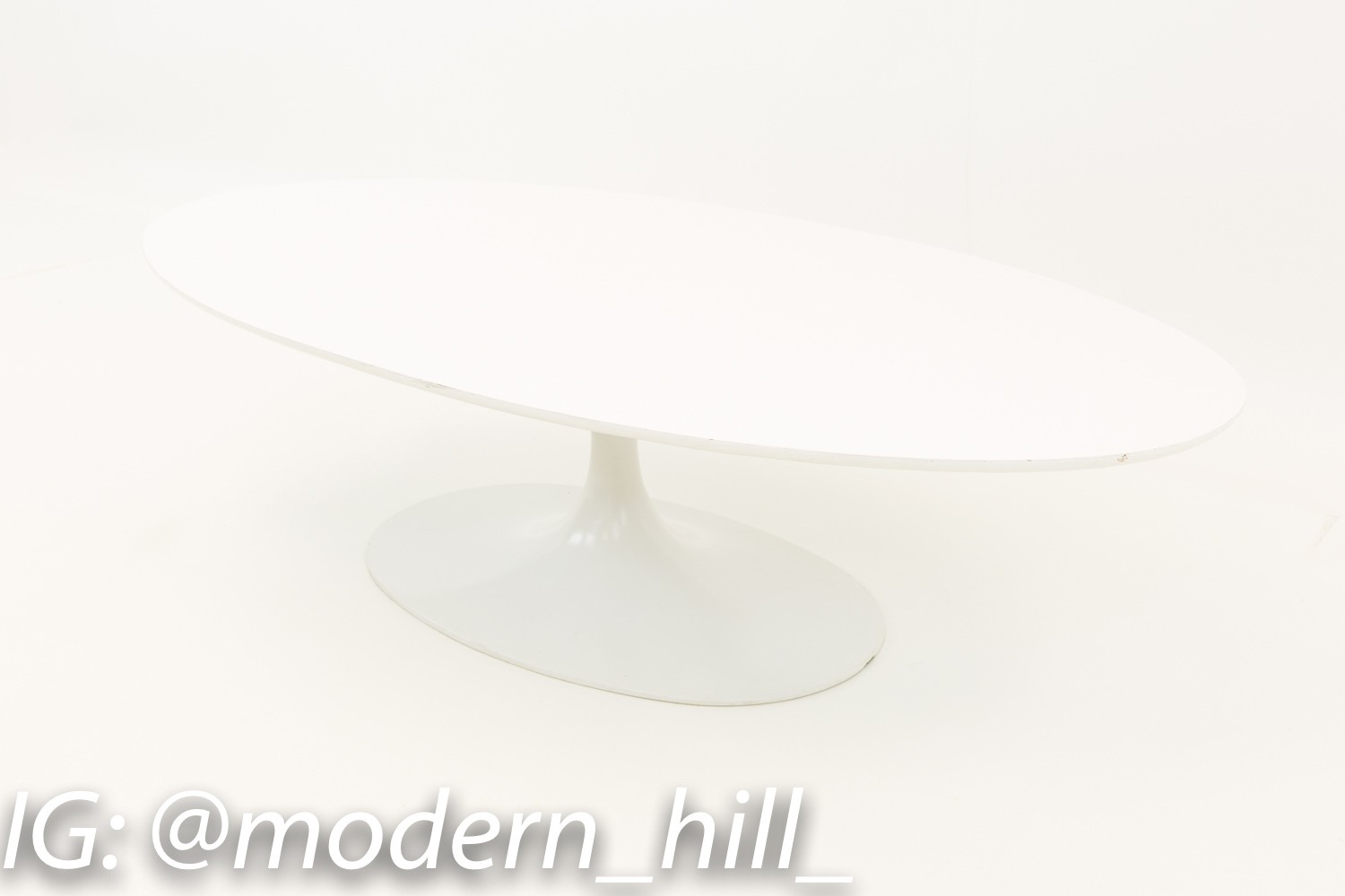 Eero Saarinen Style Burge Oval Tulip Mid Century Modern Coffee Table