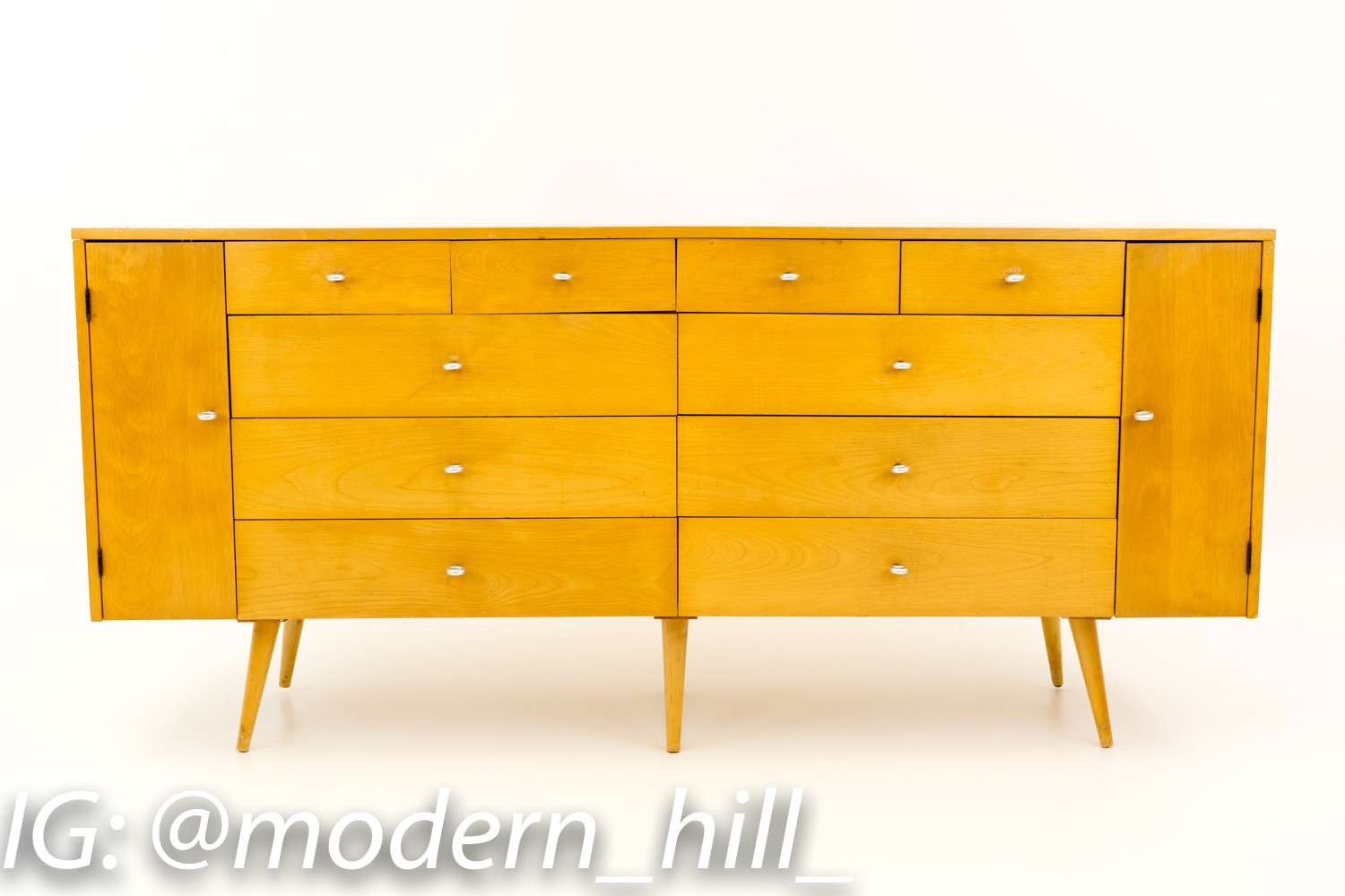 Paul McCobb for Winchendon 20 Drawer Mid Century Blonde Lowboy Dresser
