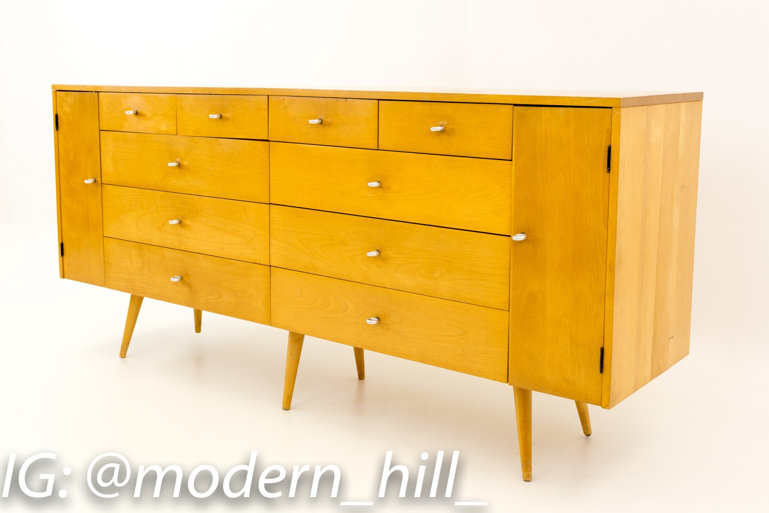Paul McCobb for Winchendon 20 Drawer Mid Century Blonde Lowboy Dresser