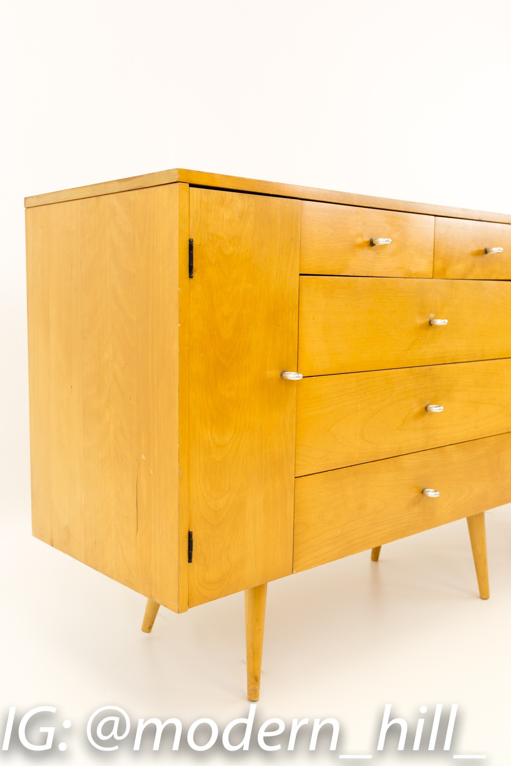 Paul McCobb for Winchendon 20 Drawer Mid Century Blonde Lowboy Dresser