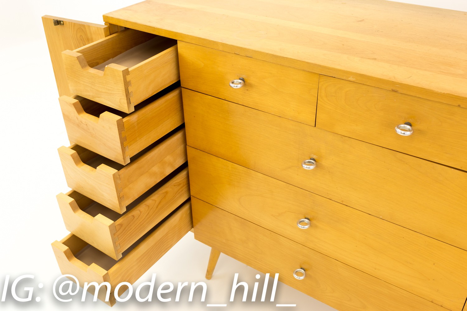 Paul McCobb for Winchendon 20 Drawer Mid Century Blonde Lowboy Dresser