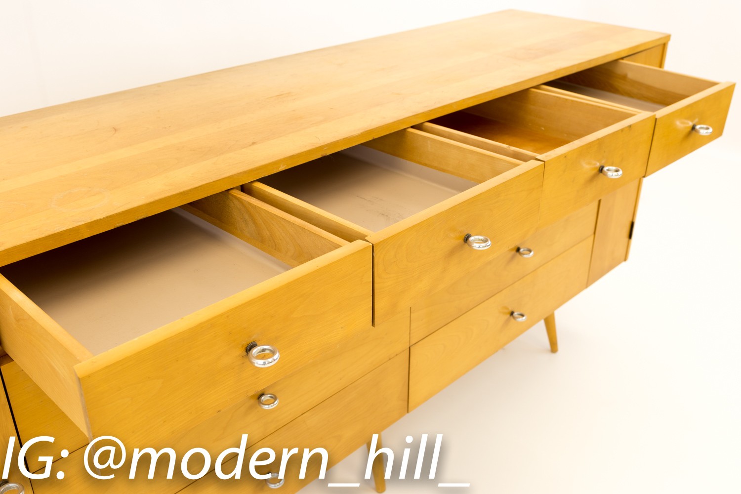 Paul McCobb for Winchendon 20 Drawer Mid Century Blonde Lowboy Dresser