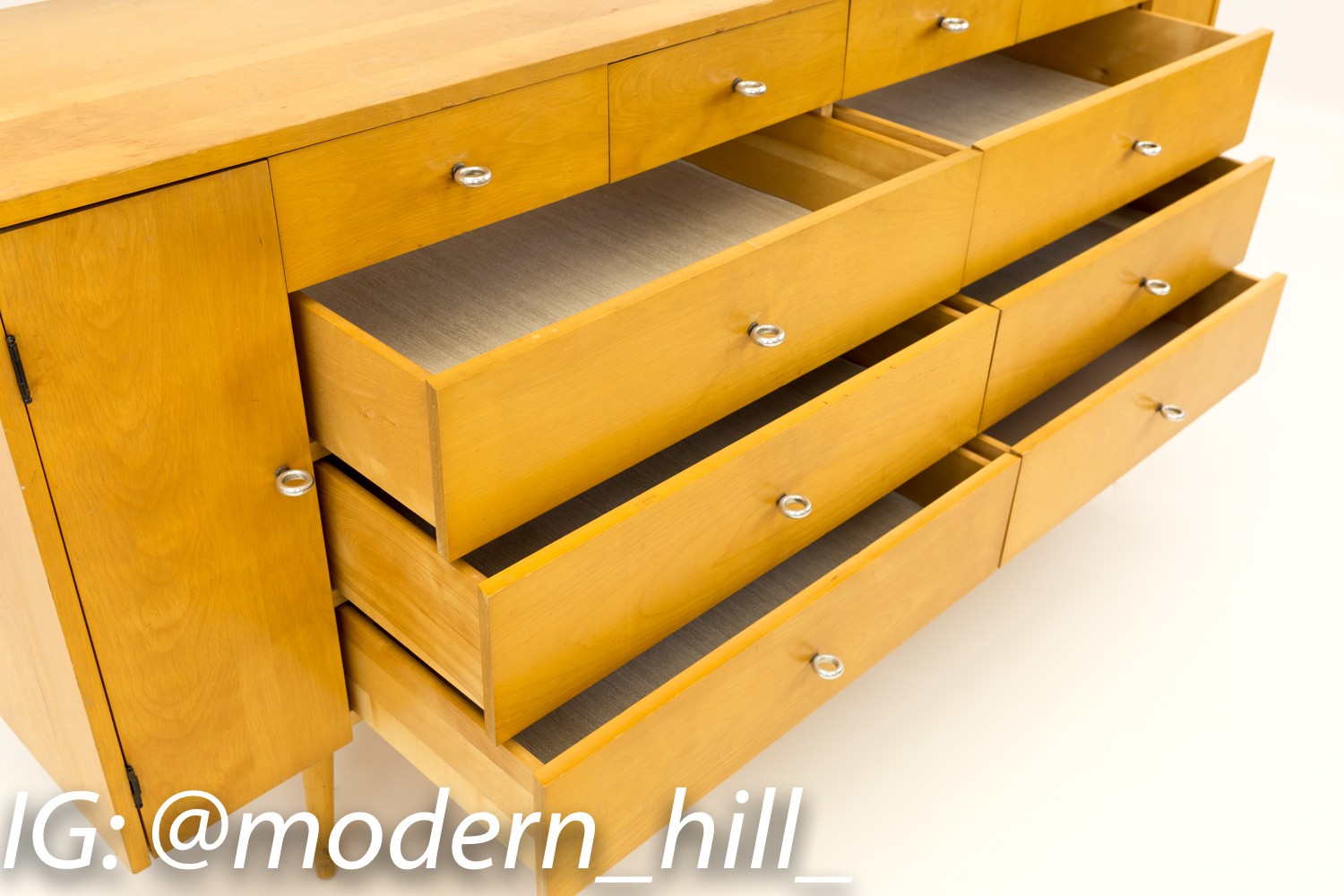 Paul McCobb for Winchendon 20 Drawer Mid Century Blonde Lowboy Dresser