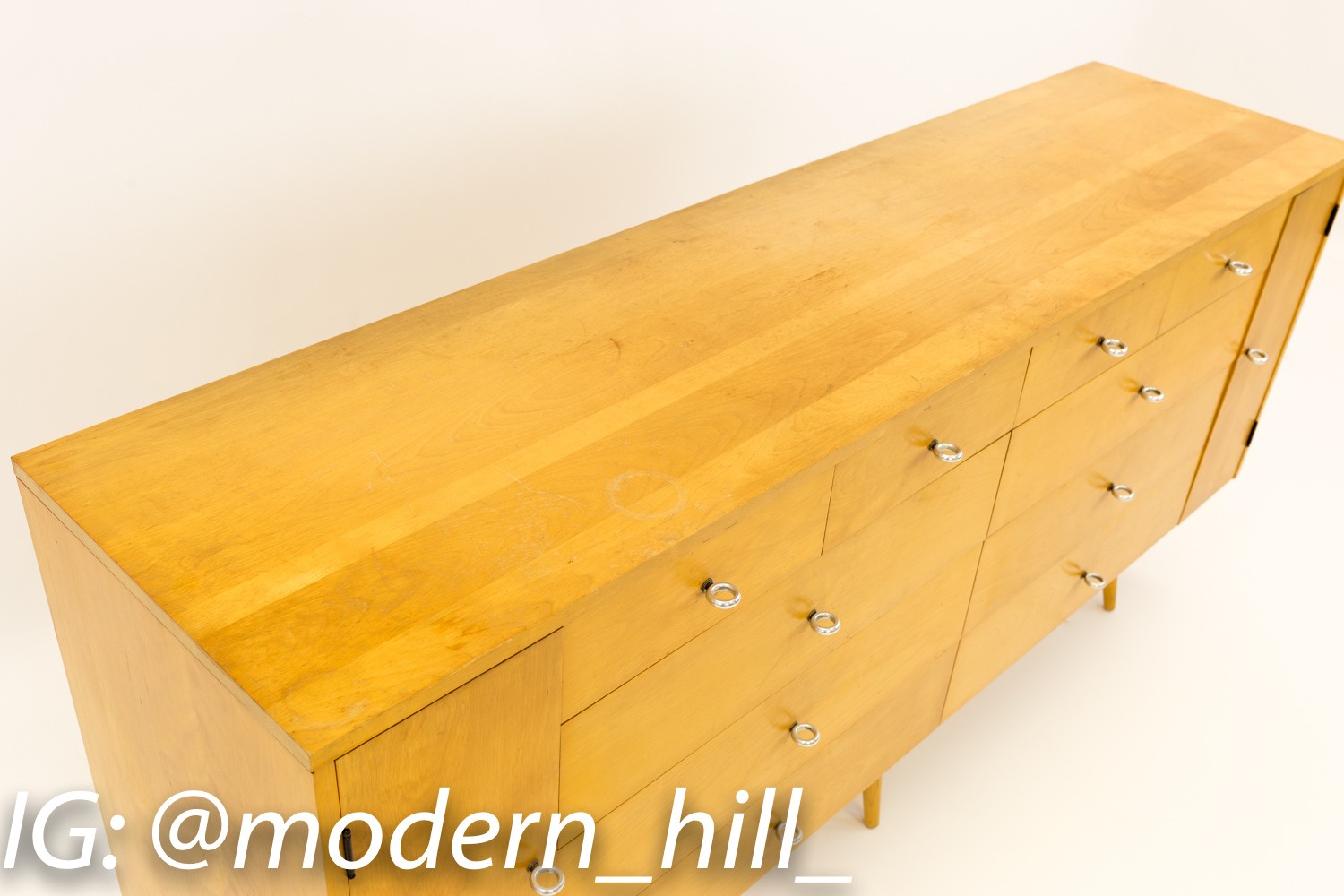 Paul McCobb for Winchendon 20 Drawer Mid Century Blonde Lowboy Dresser