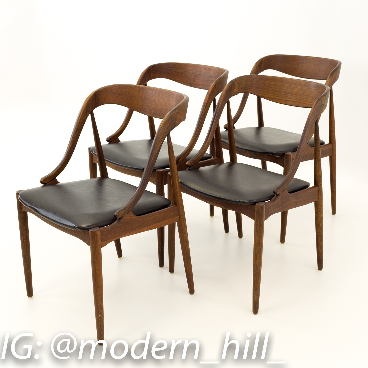 Johannes Andersen for Richbilt Mid Century Modern Teak Danish Dining Chairs - Set of 4