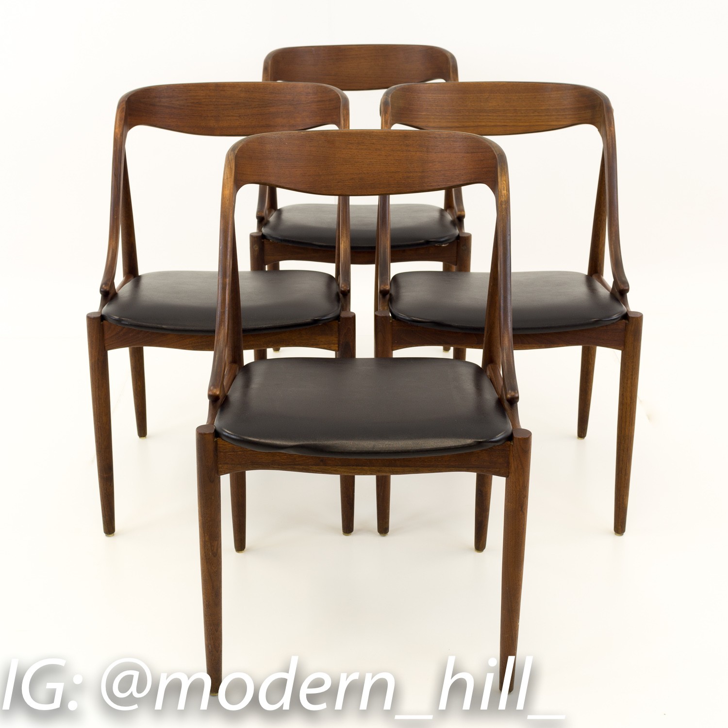 Johannes Andersen for Richbilt Mid Century Modern Teak Danish Dining Chairs - Set of 4