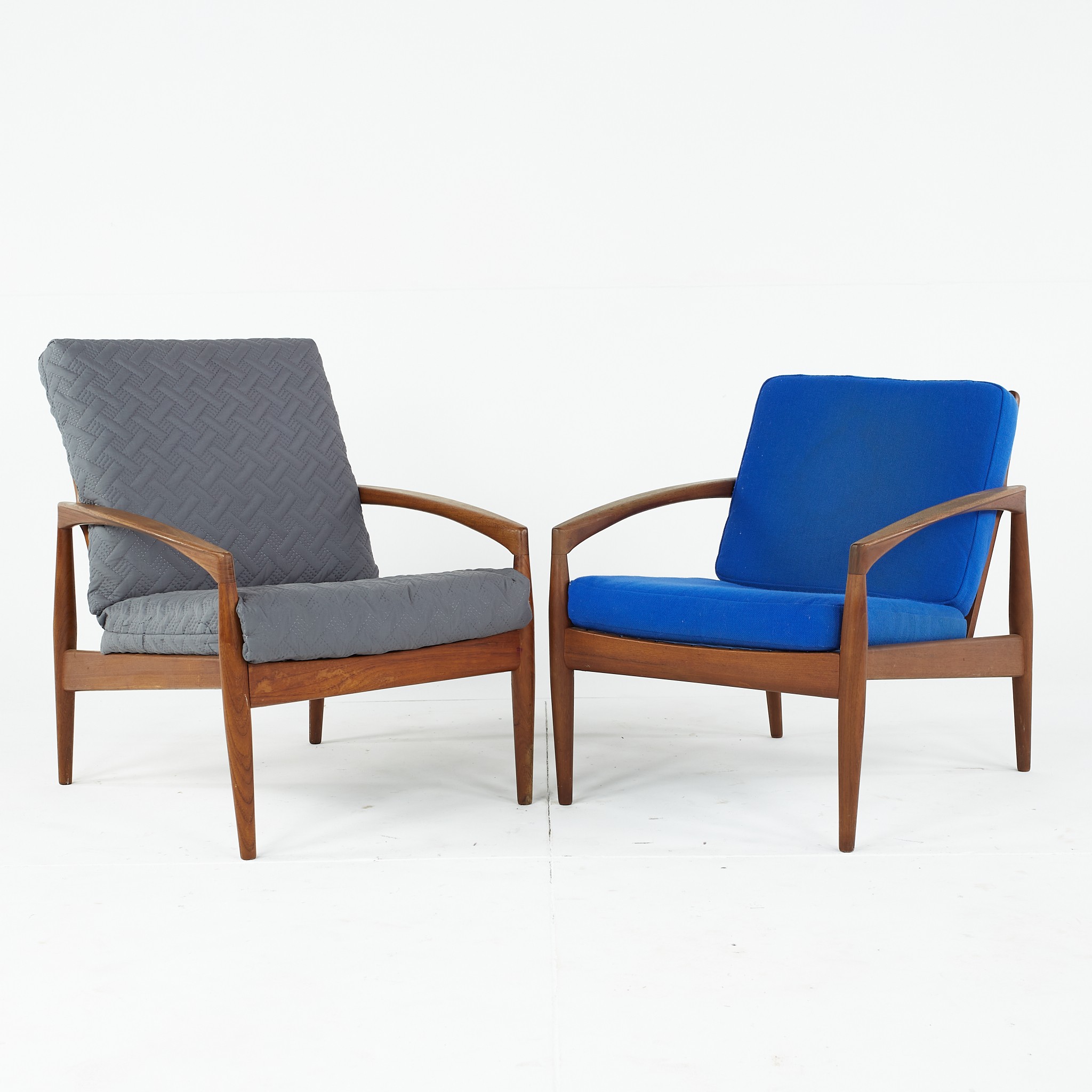 Kai Kristiansen No. 121 Mid Century Paper Knife Teak Lounge Chairs - Pair