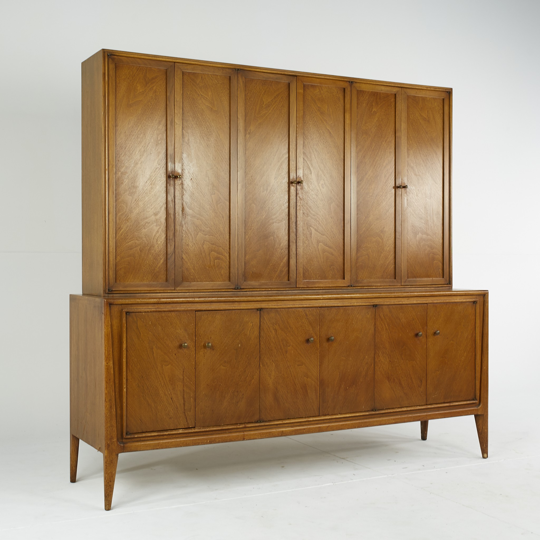 Mount Airy Facade Collection Mid Century Walnut Buffet and Hutch