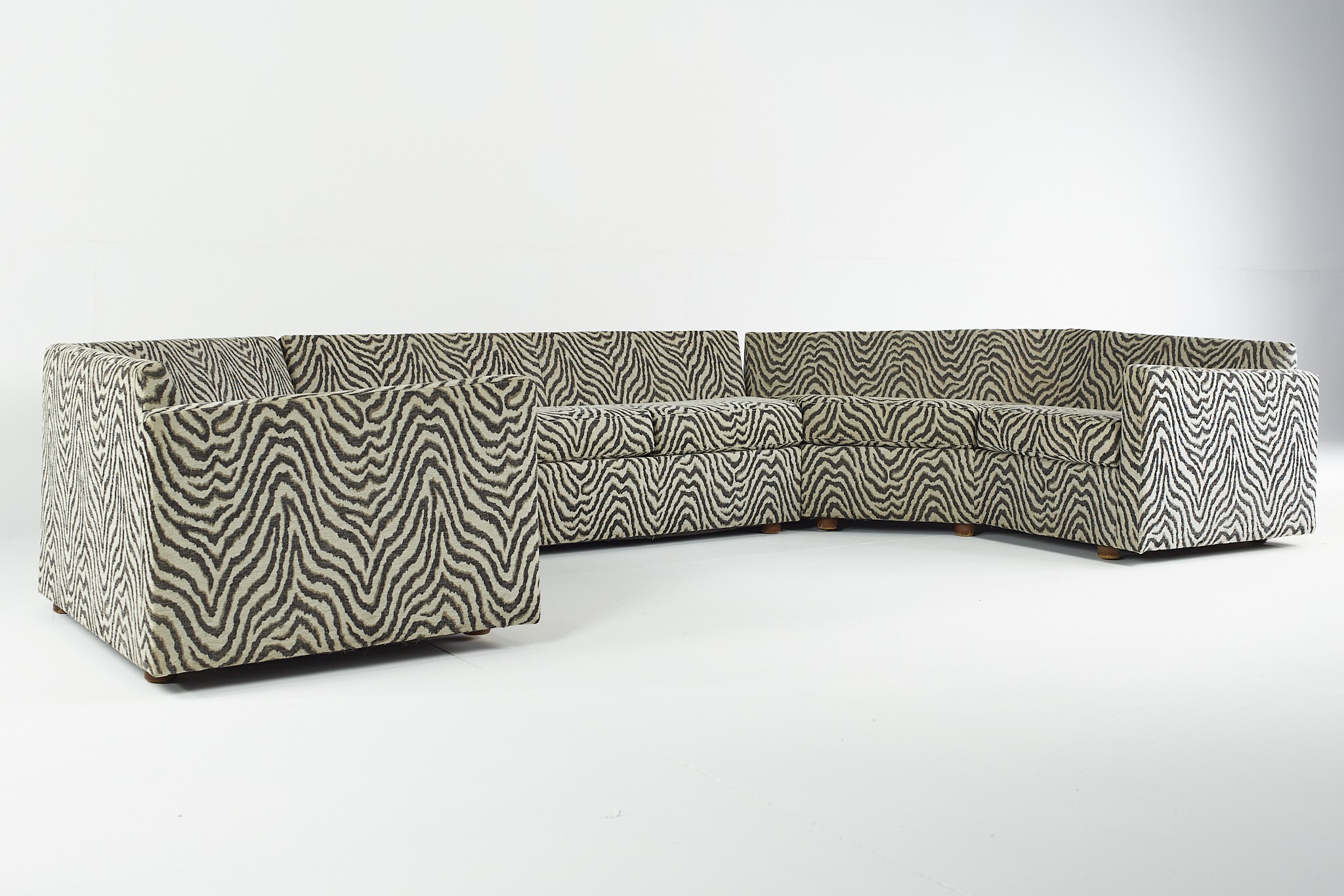 Milo Baughman Style Mid Century Semi Circle Hexagonal Sectional Sofa