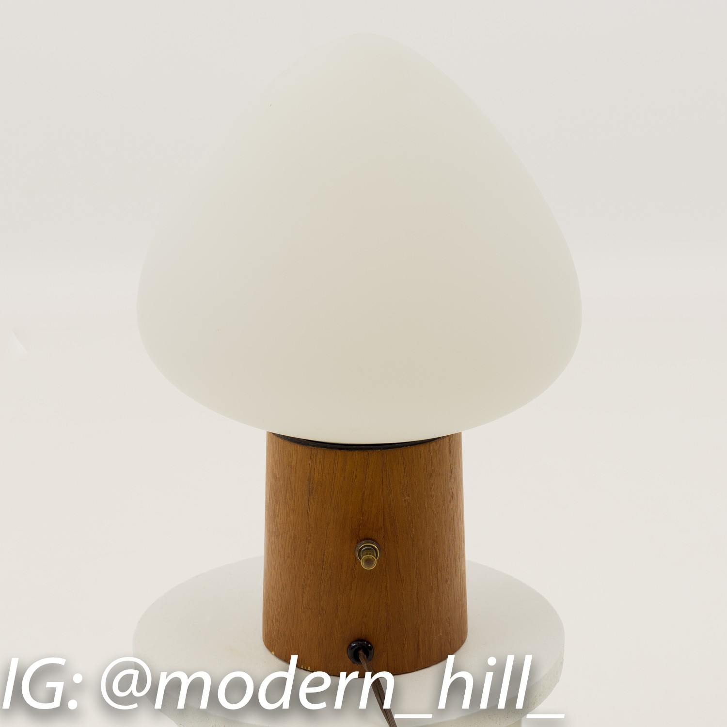 Laurel Mid Century Walnut and Mushroom Cone Glass Desk Lamp