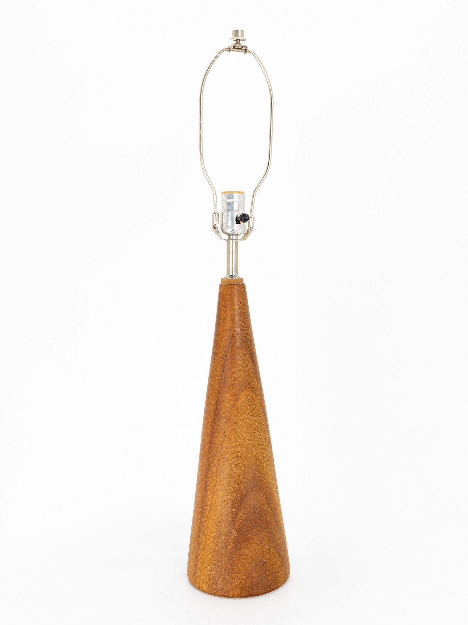 Mid Century Danish Solid Teak Cone Shaped Table Lamp