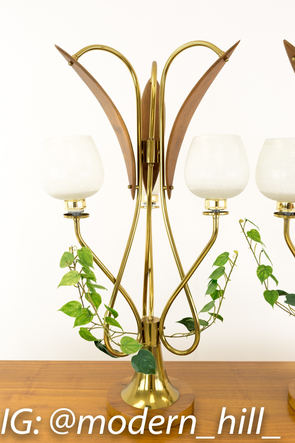 Vintage Mid Century Nomina Organica Brass Plant Lamps - Matching Pair