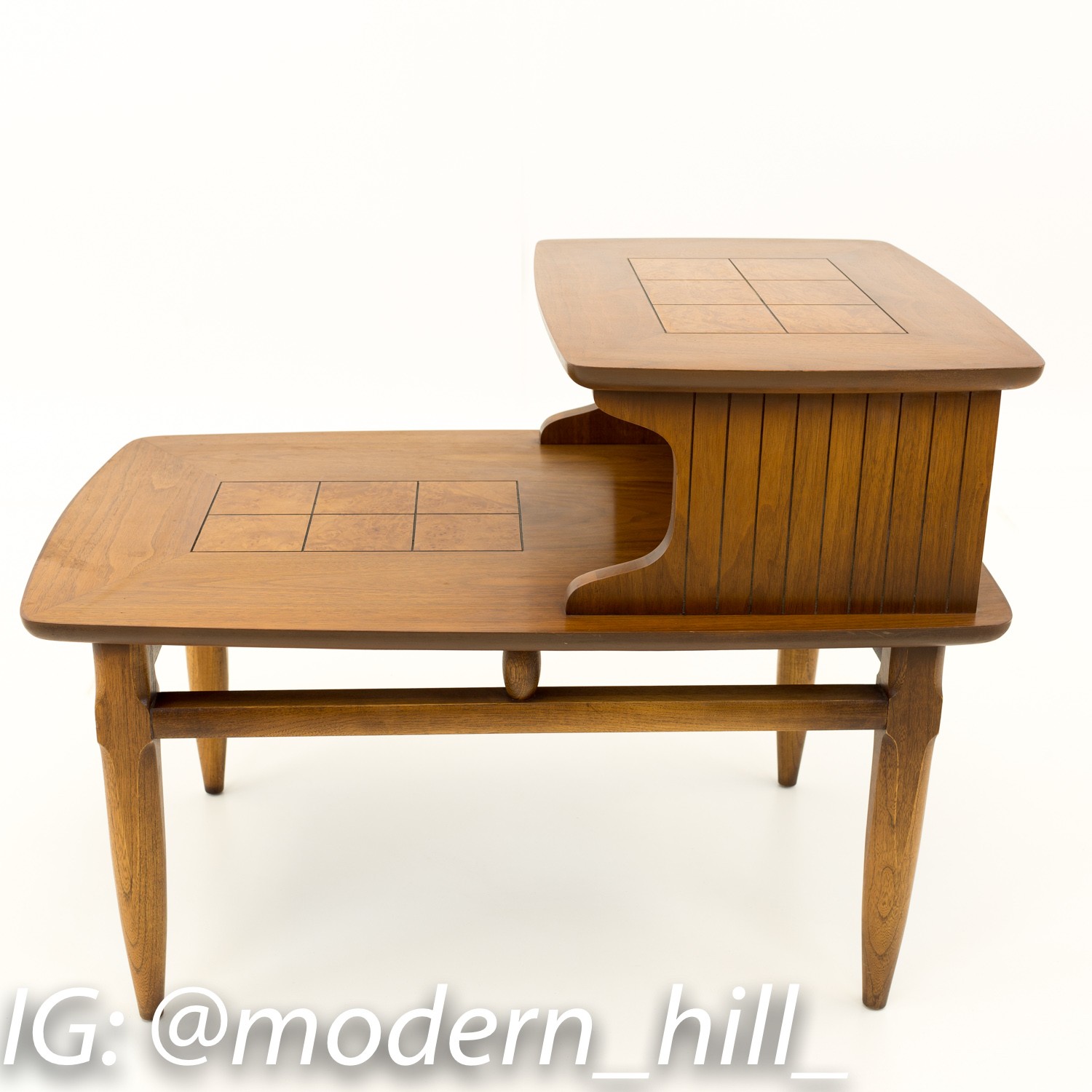Mid Century Modern Inlaid Side End Tables