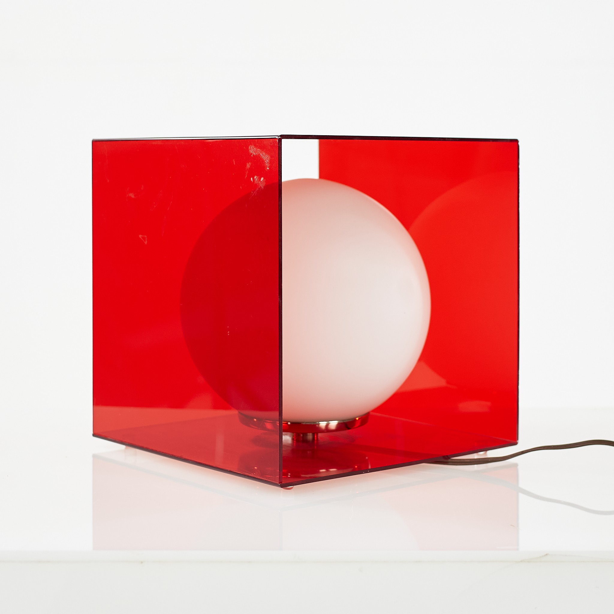 Laurel Mid Century Red Acrylic Cube Lamp