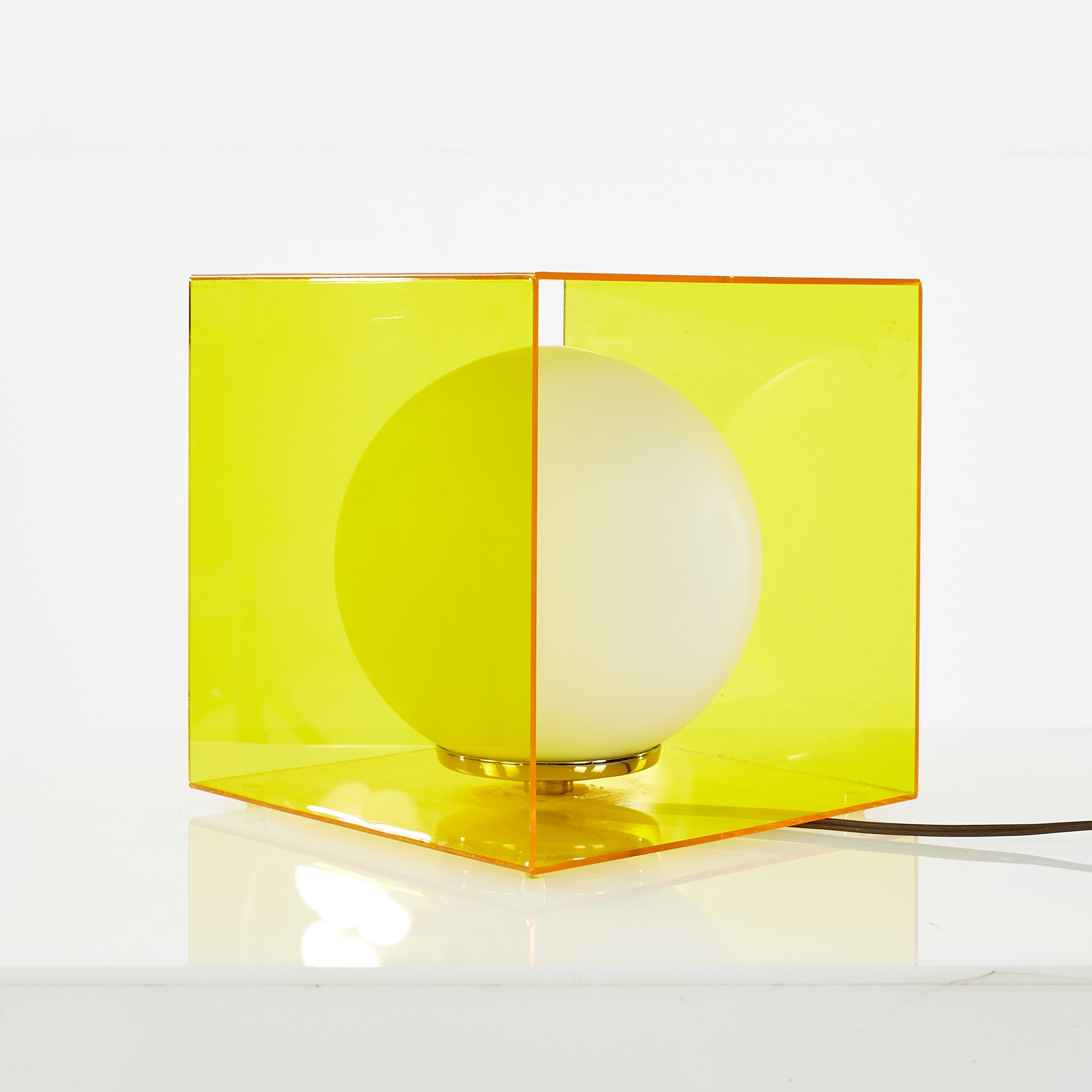 Laurel Mid Century Yellow Acrylic Cube Lamp