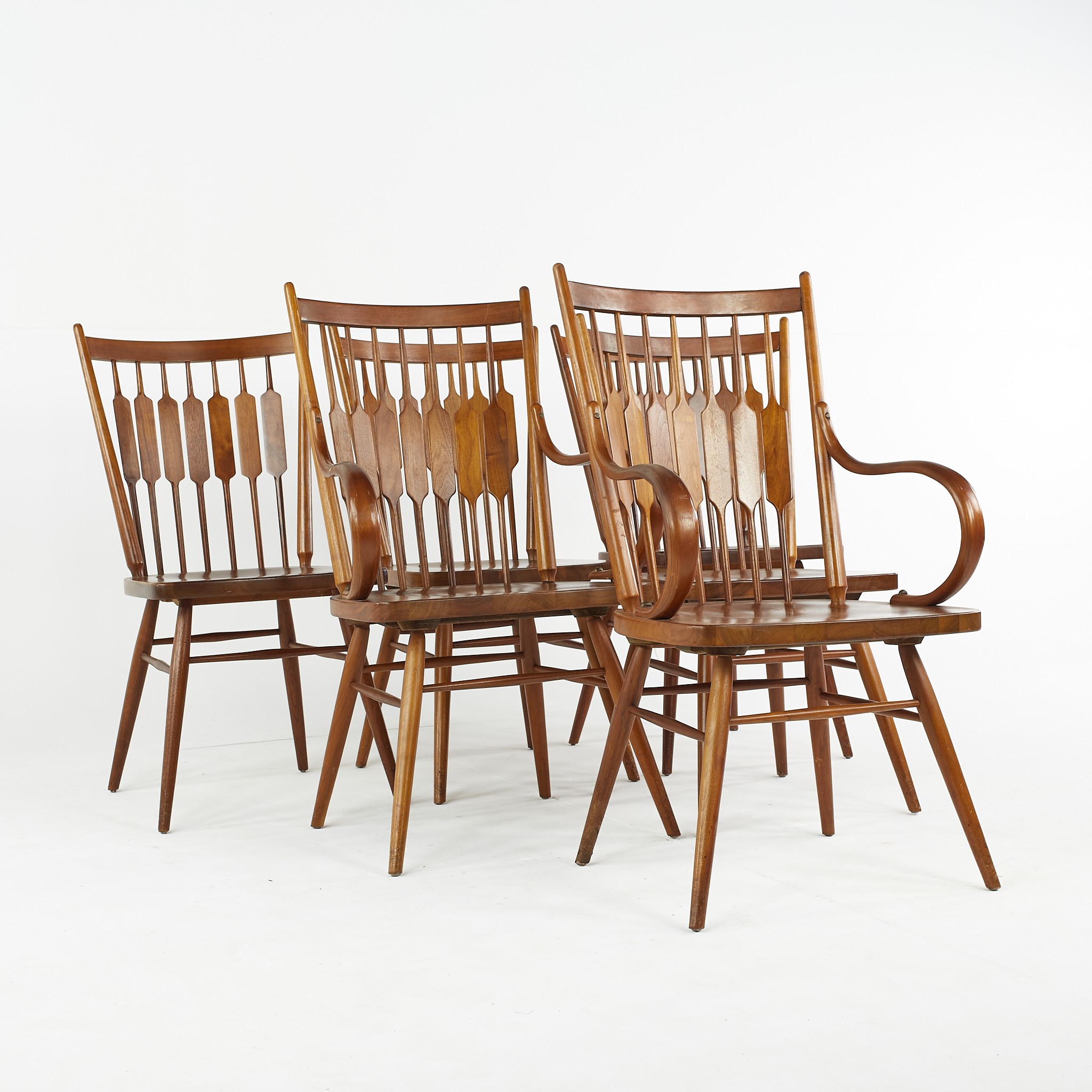 Kipp Stewart for Drexel Centennial Mid Century Walnut Dining Chairs - Set of 6