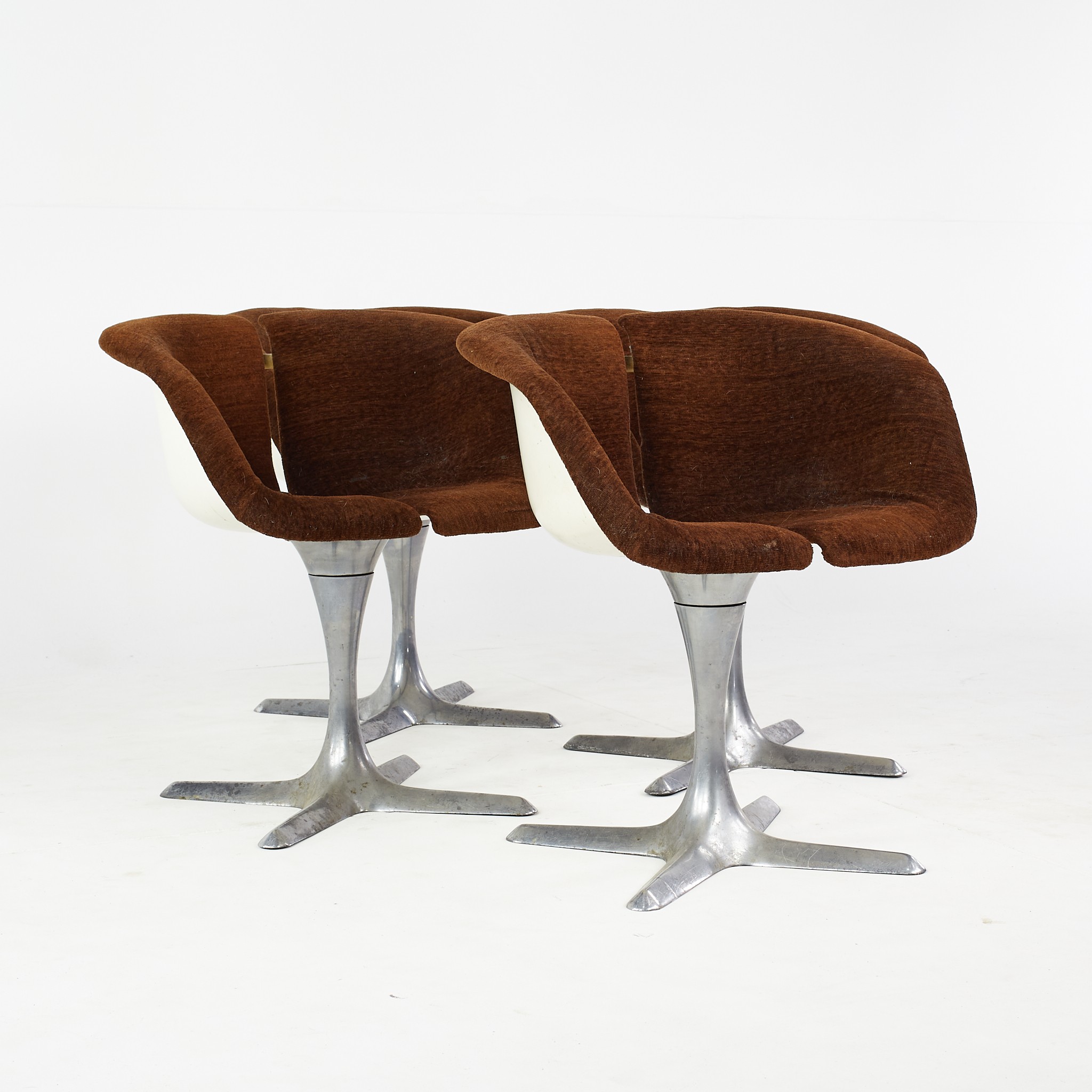 Mid Century Tulip Split Seat Swivel Chairs - Set of 4