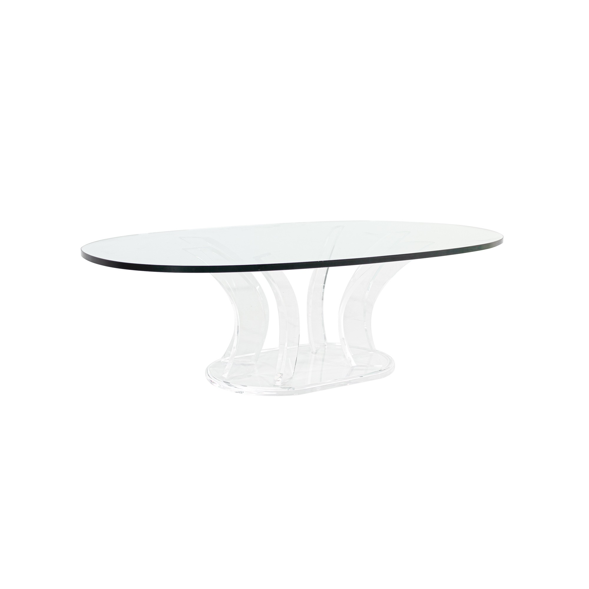 Mid Century Lucite and Glass Oval Coffee Table