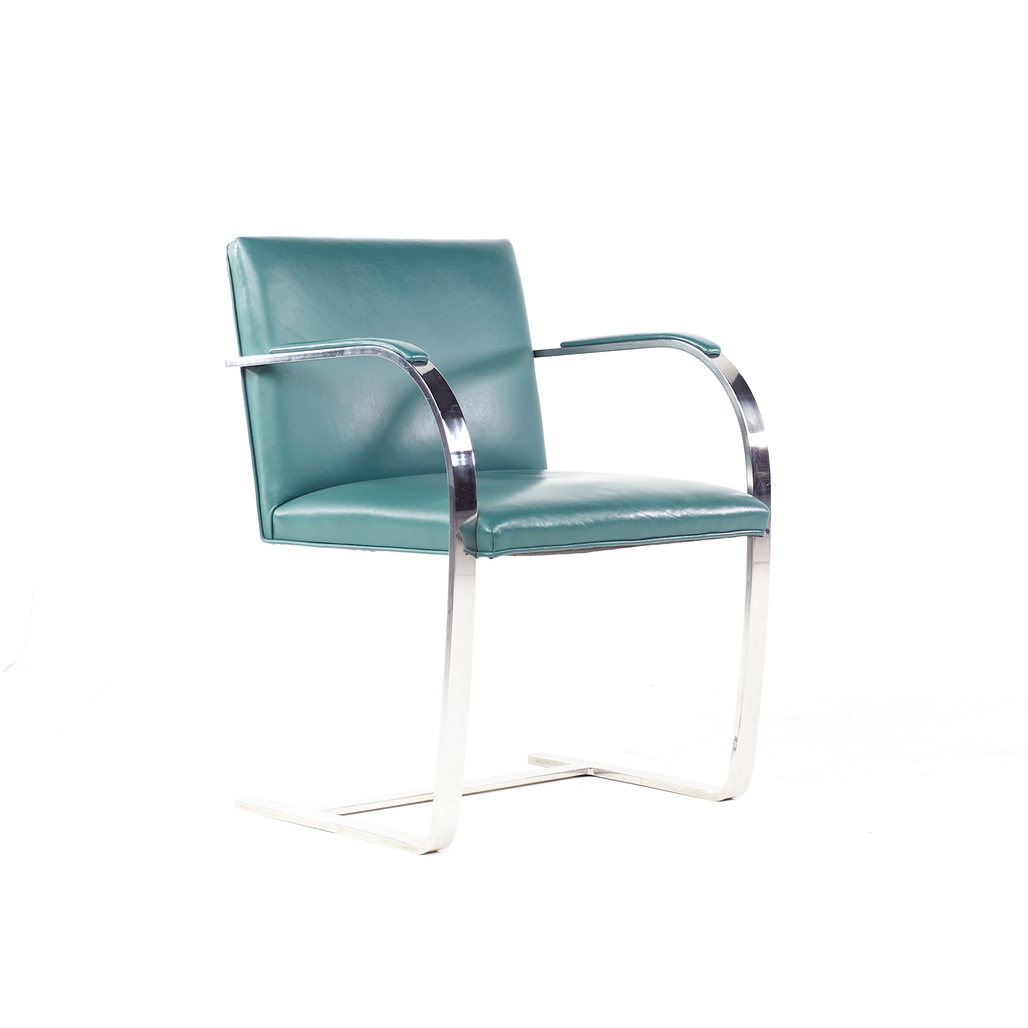 Brno Mid Century Flat Bar Leather Chairs - Single