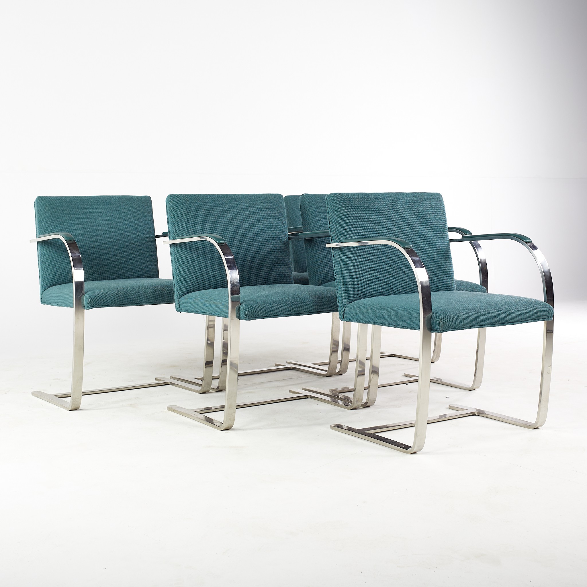 Knoll Brno Flat Bar Chrome and Fabric Chairs - Set of 6