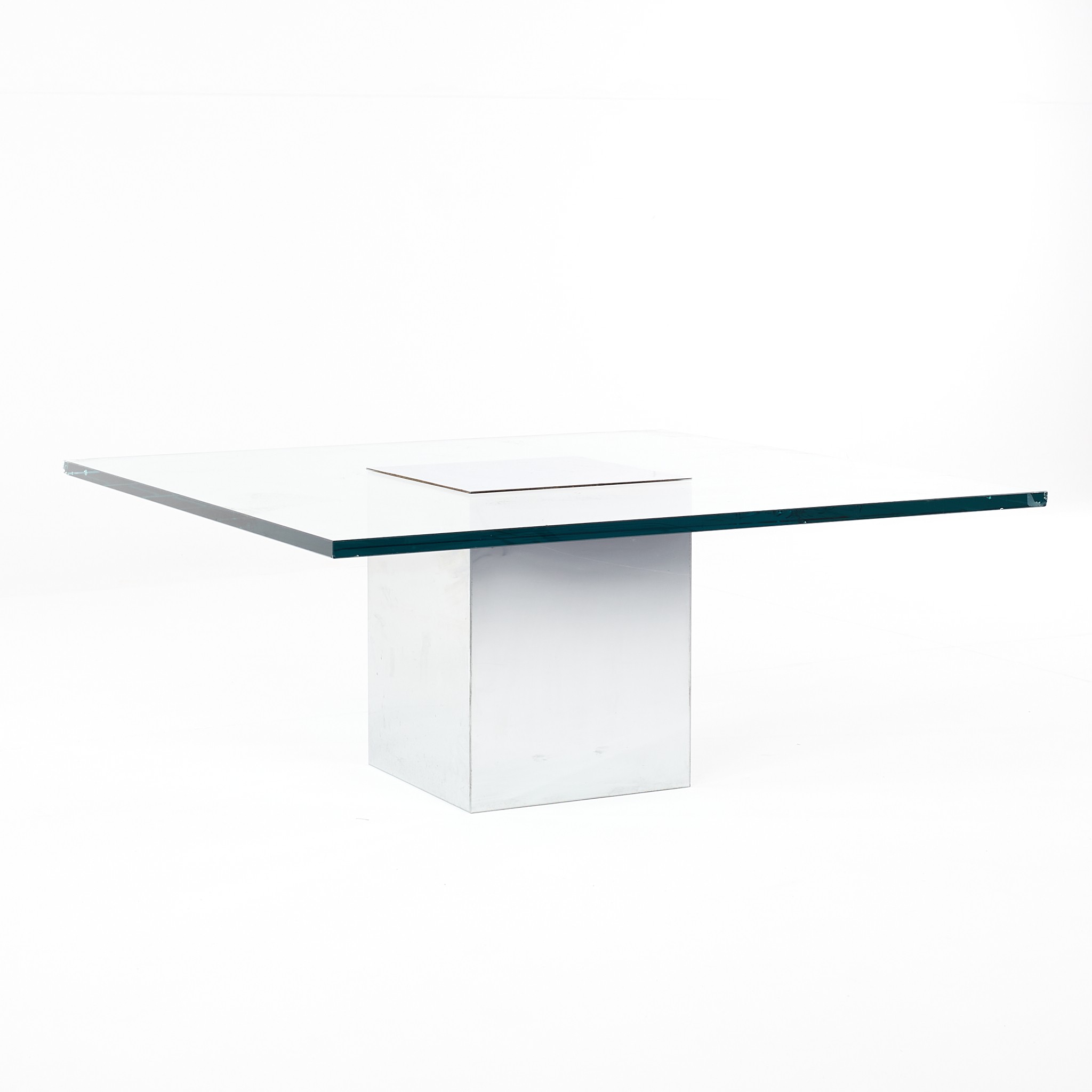 Paul Mayen Style Chrome and Glass Coffee Table
