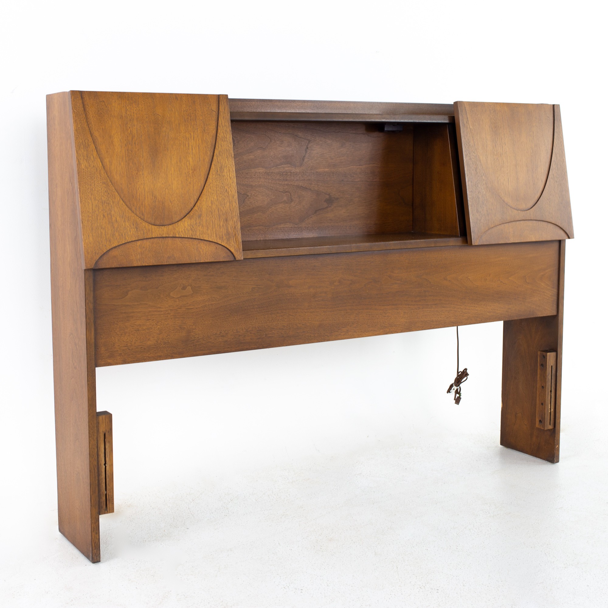 Broyhill Brasilia Mid Century Walnut Full Storage Headboard