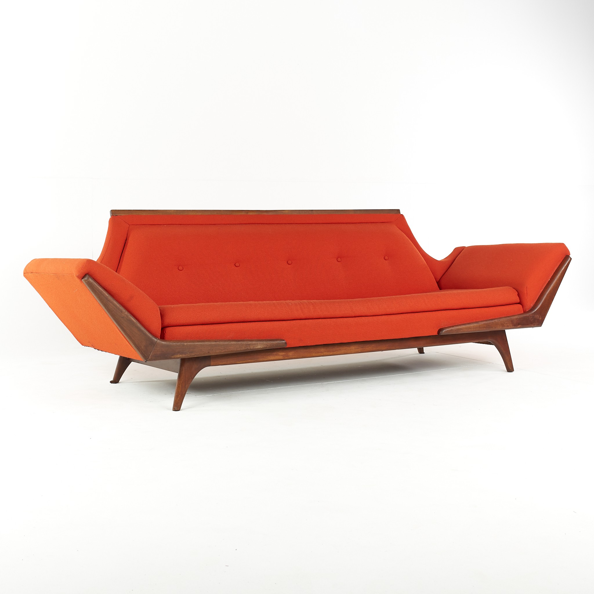 Adrian Pearsall Style Rowe Mid Century Red Gondola Sofa